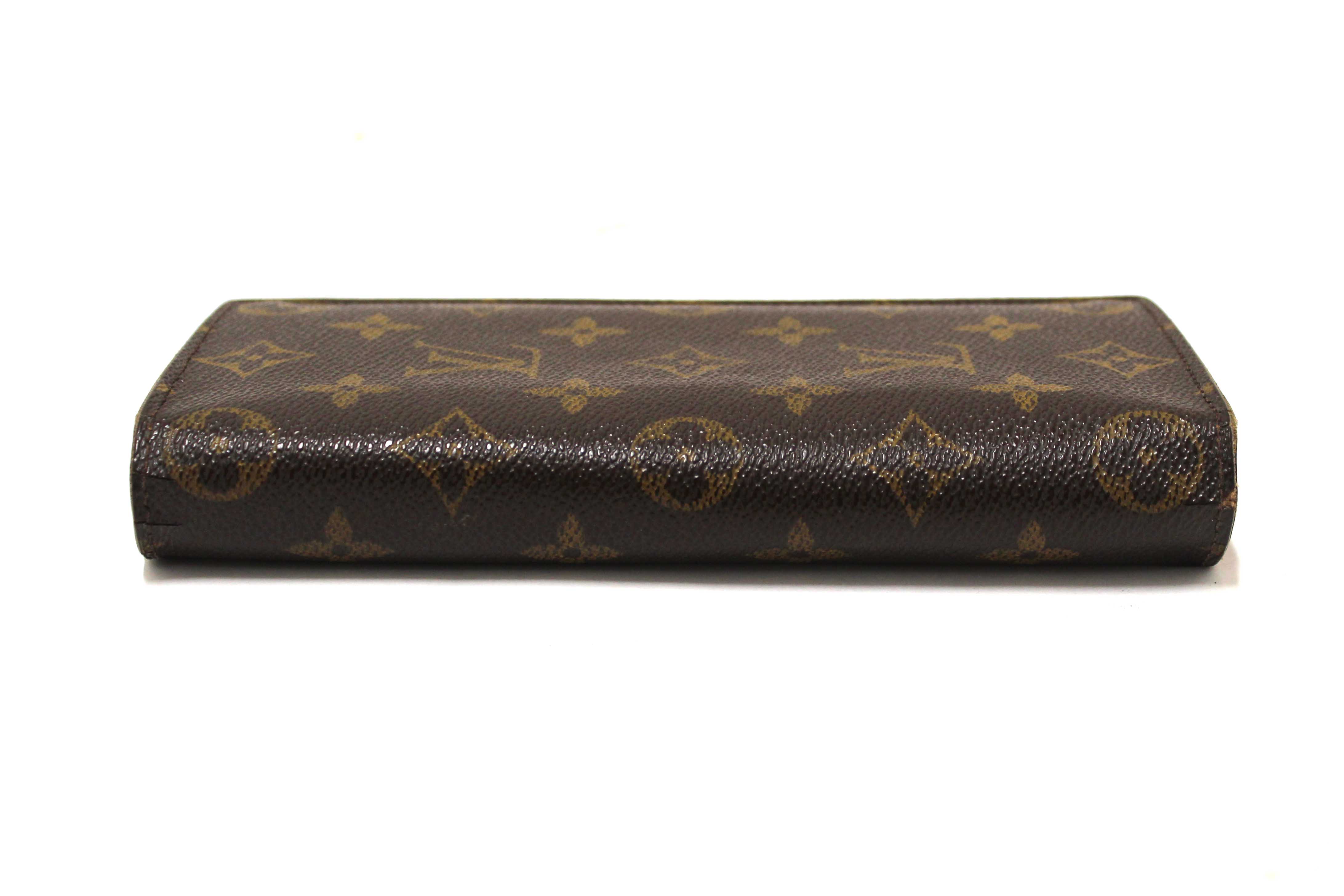 Authentic Louis Vuitton Classic Monogram Canvas Brazza Long Wallet