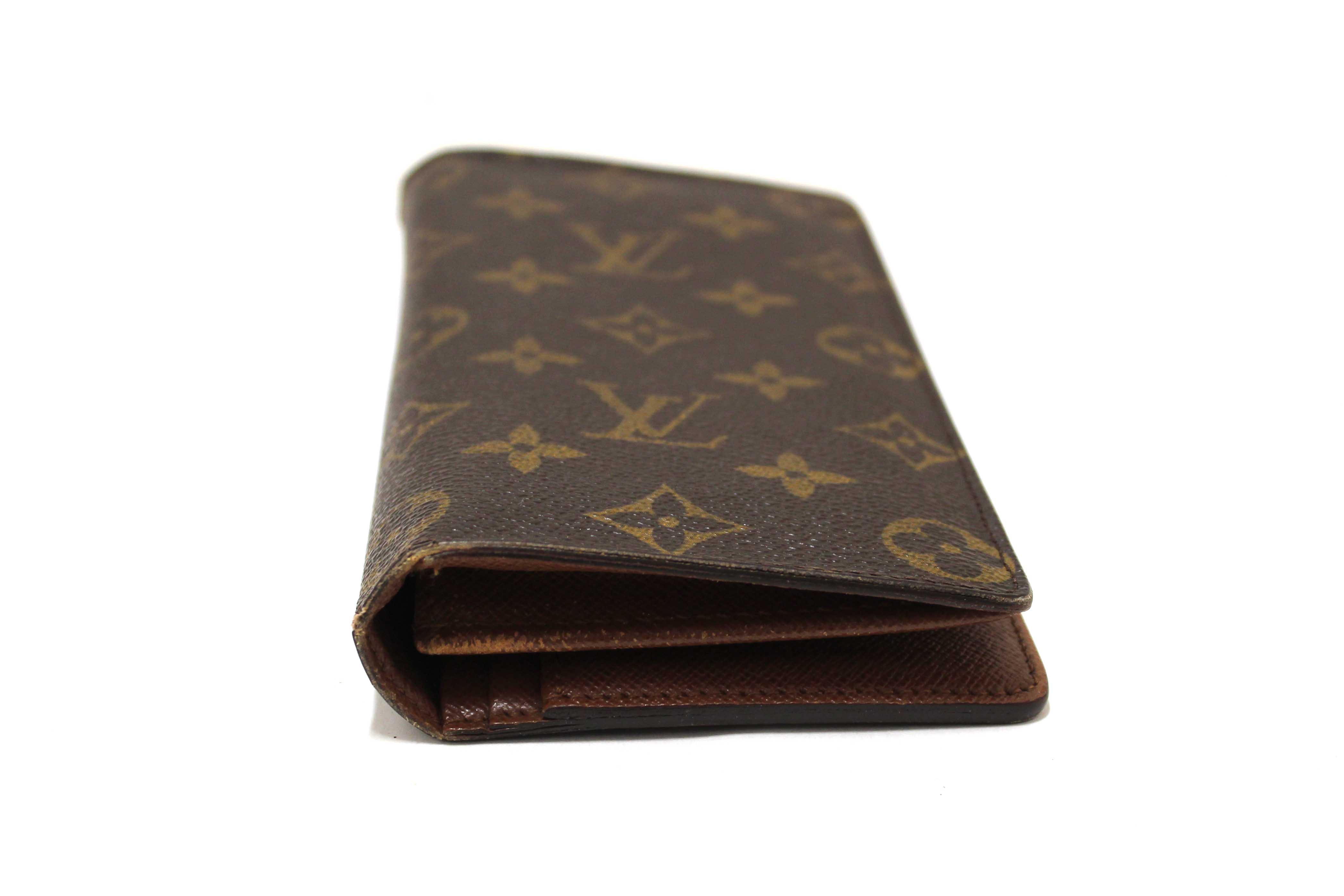 Authentic Louis Vuitton Classic Monogram Canvas Brazza Long Wallet
