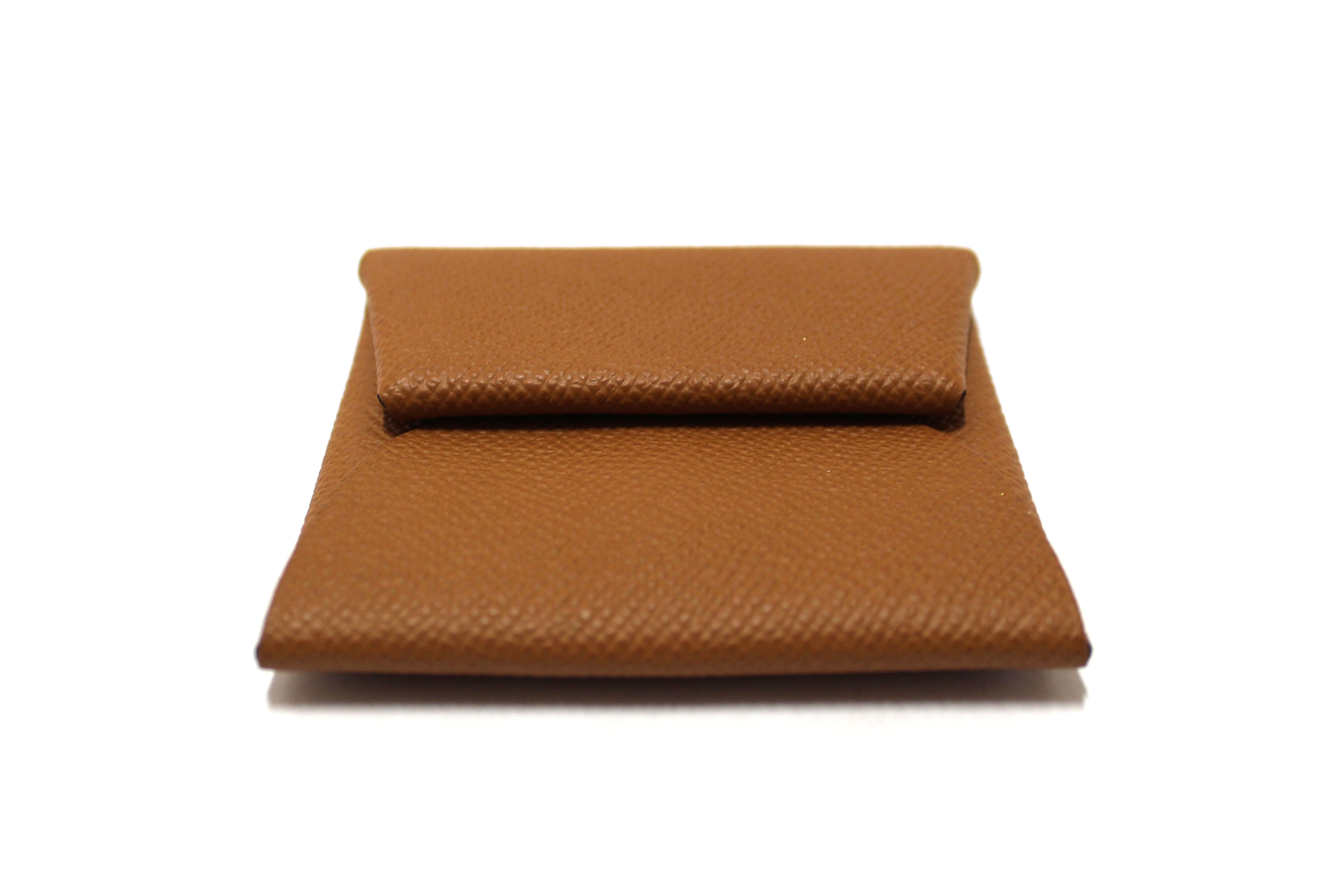 Authentic Hermes Brown Epsom Bastia Coin Purse Case