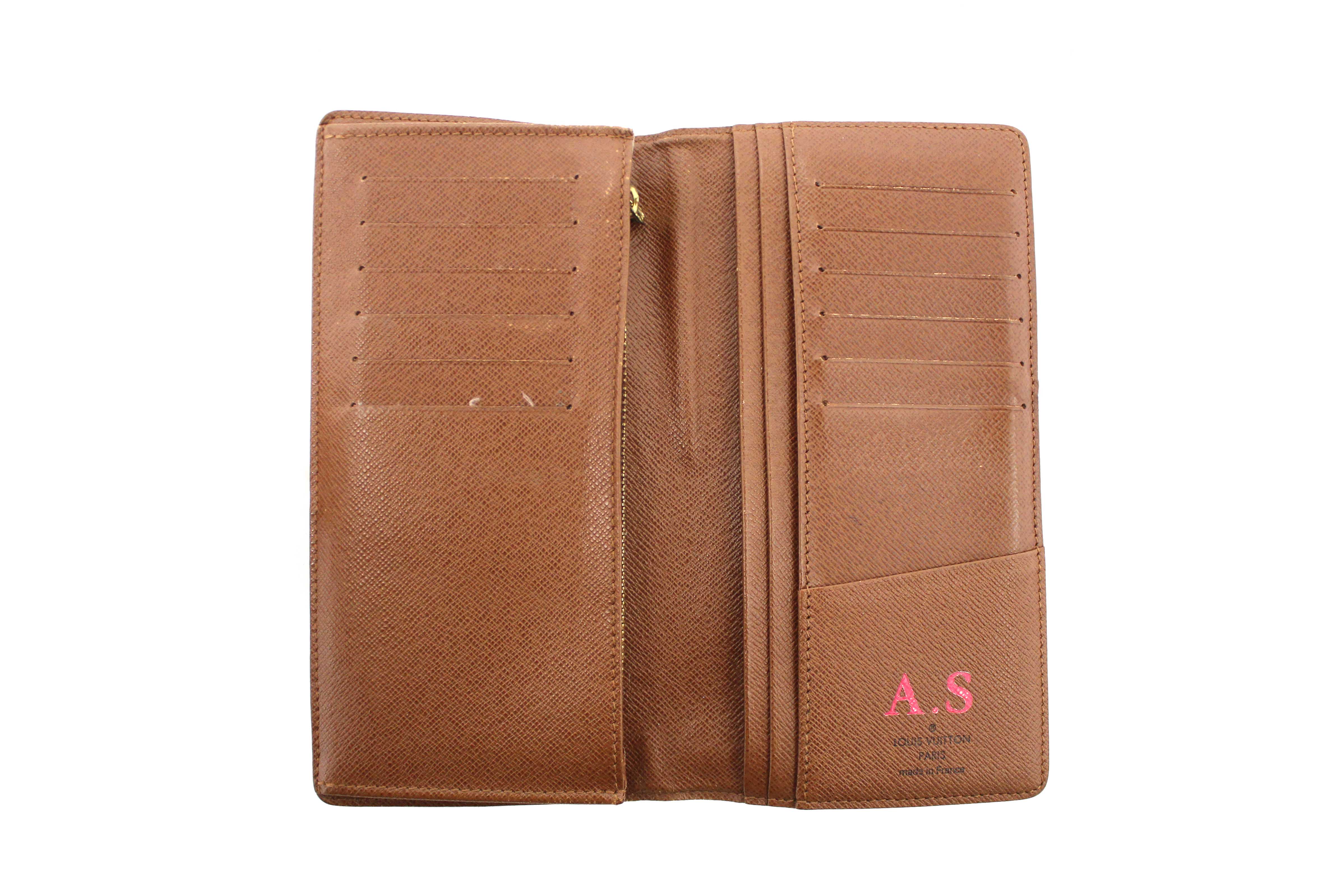Authentic Louis Vuitton Classic Monogram Canvas Brazza Long Wallet