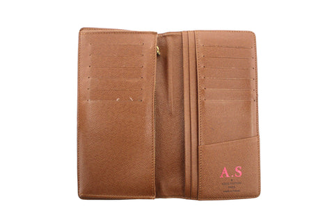Authentic Louis Vuitton Classic Monogram Canvas Brazza Long Wallet