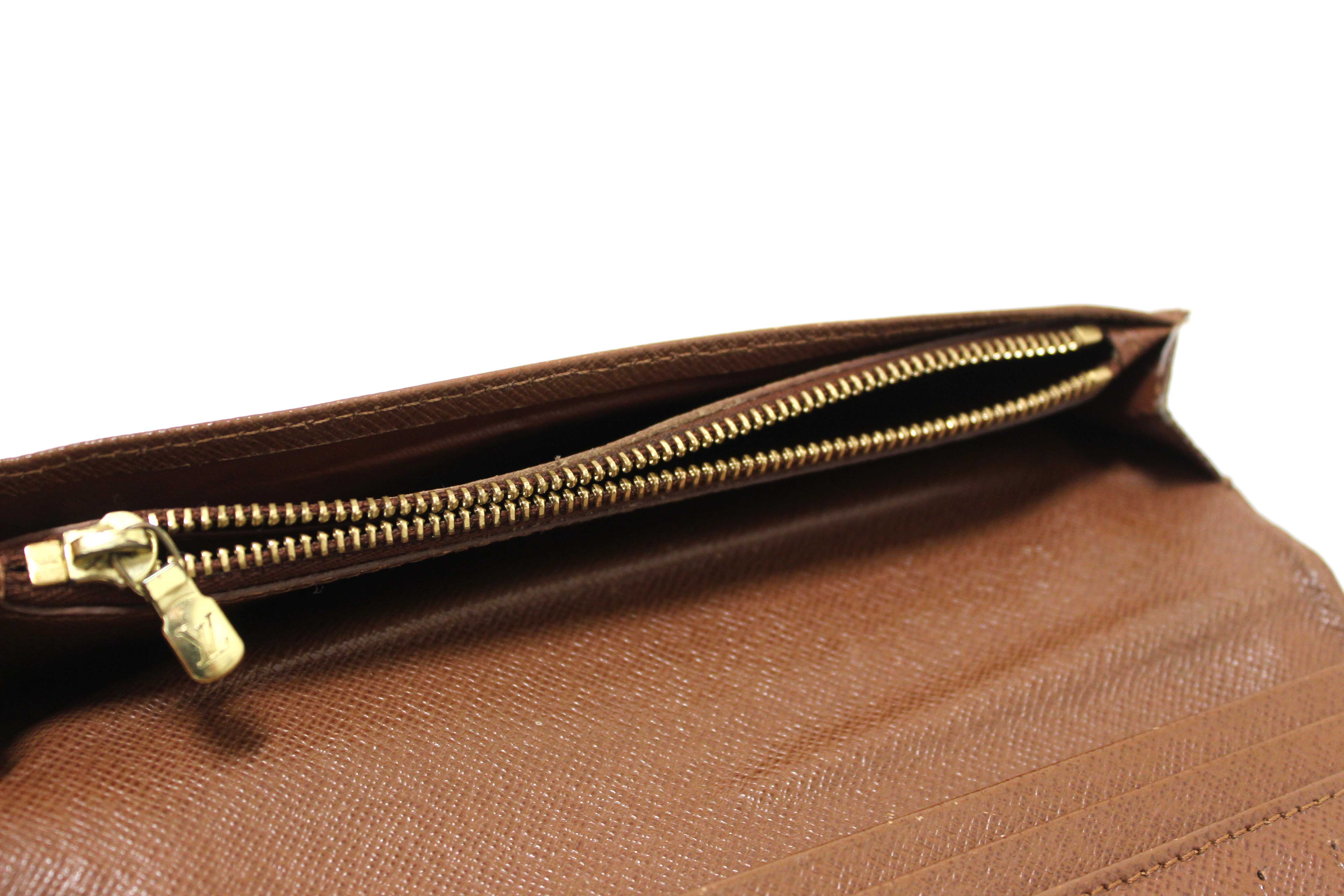 Authentic Louis Vuitton Classic Monogram Canvas Brazza Long Wallet