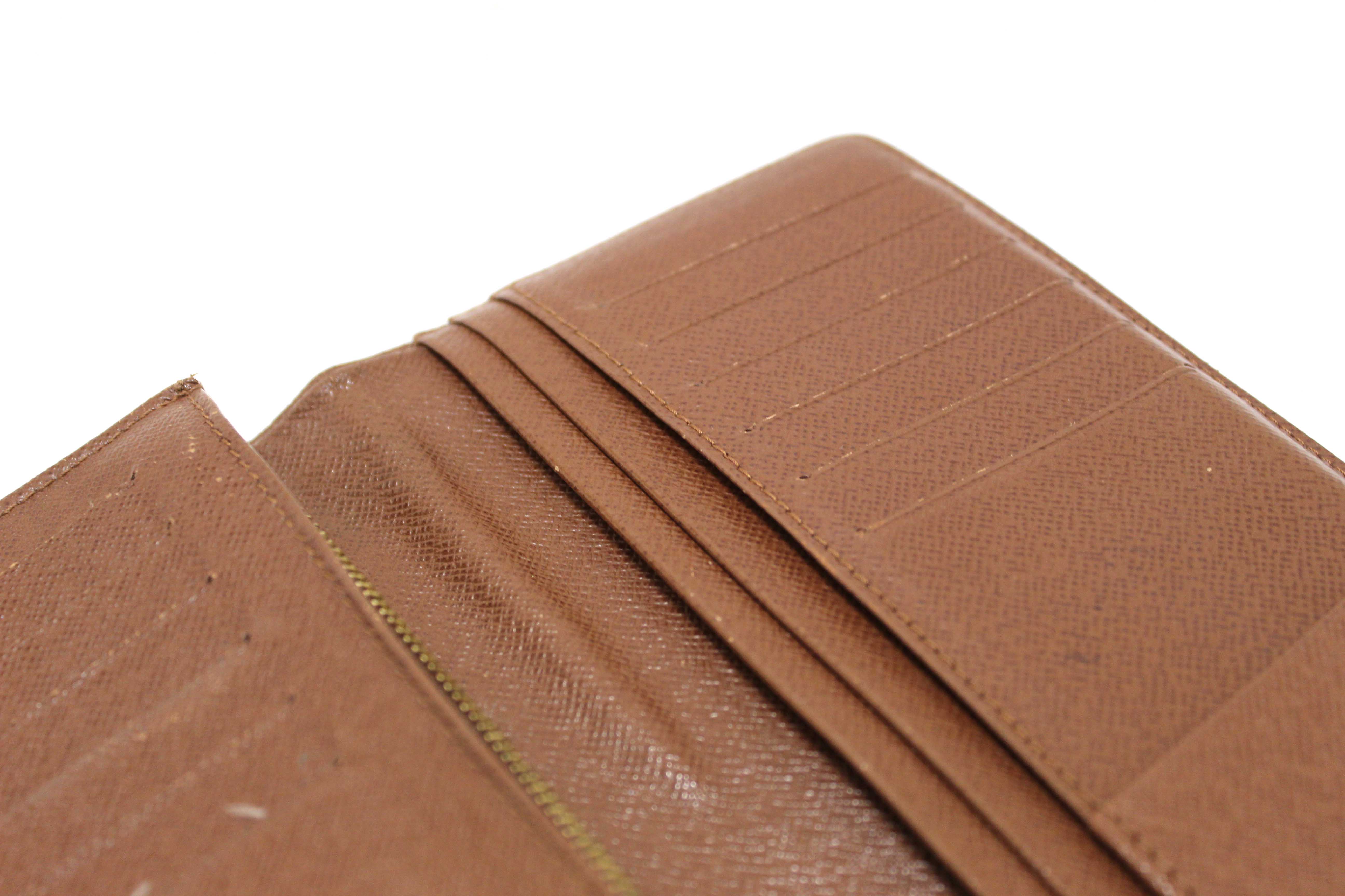 Authentic Louis Vuitton Classic Monogram Canvas Brazza Long Wallet