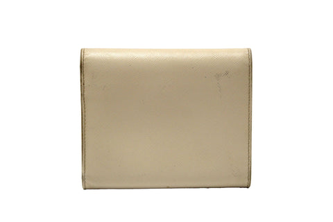 Authentic Prada White Saffiano Leather Bifold Medium Wallet