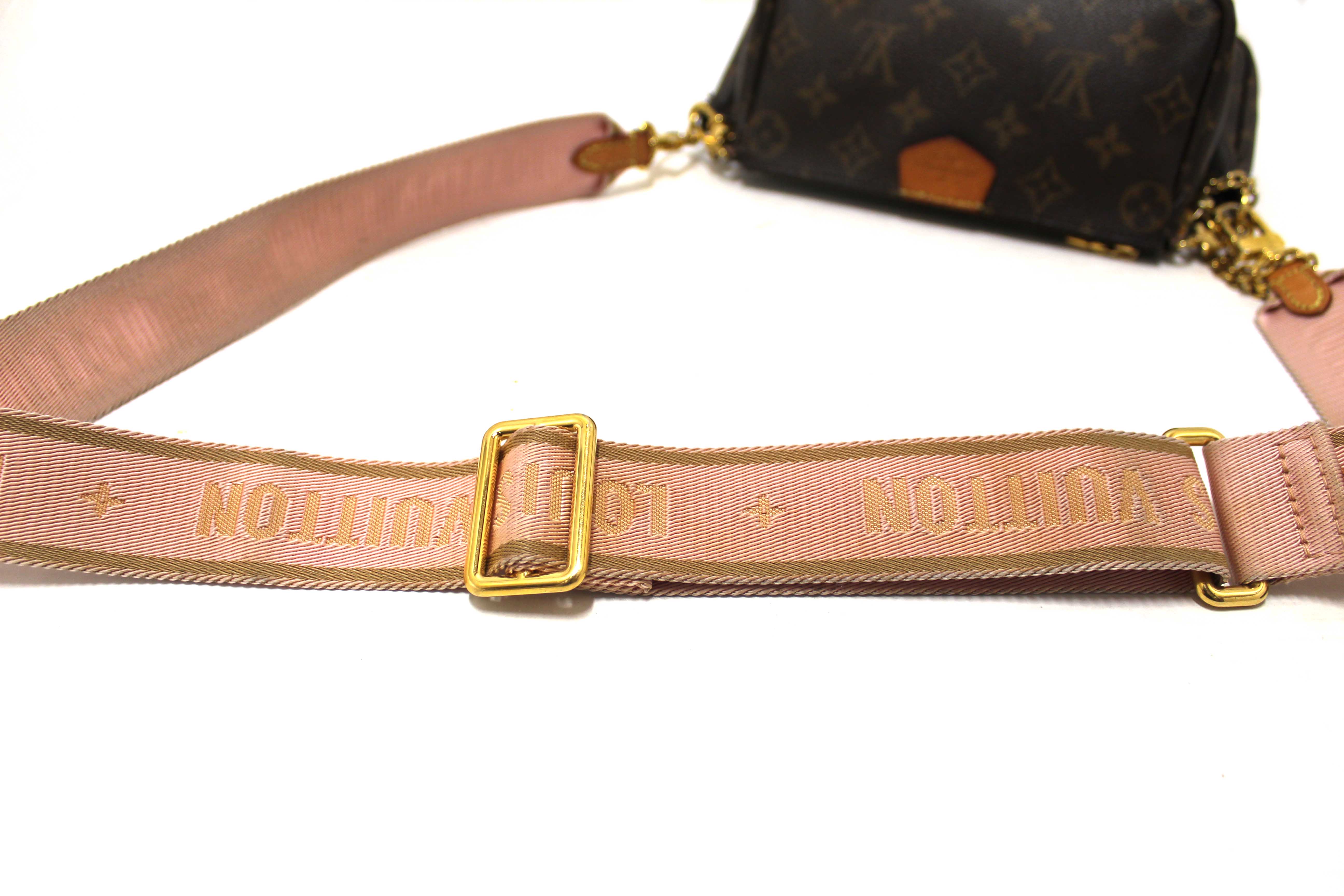 Authentic Louis Vuitton Classic Monogram Pink Strap Multi-Pochette Accessoires Bag