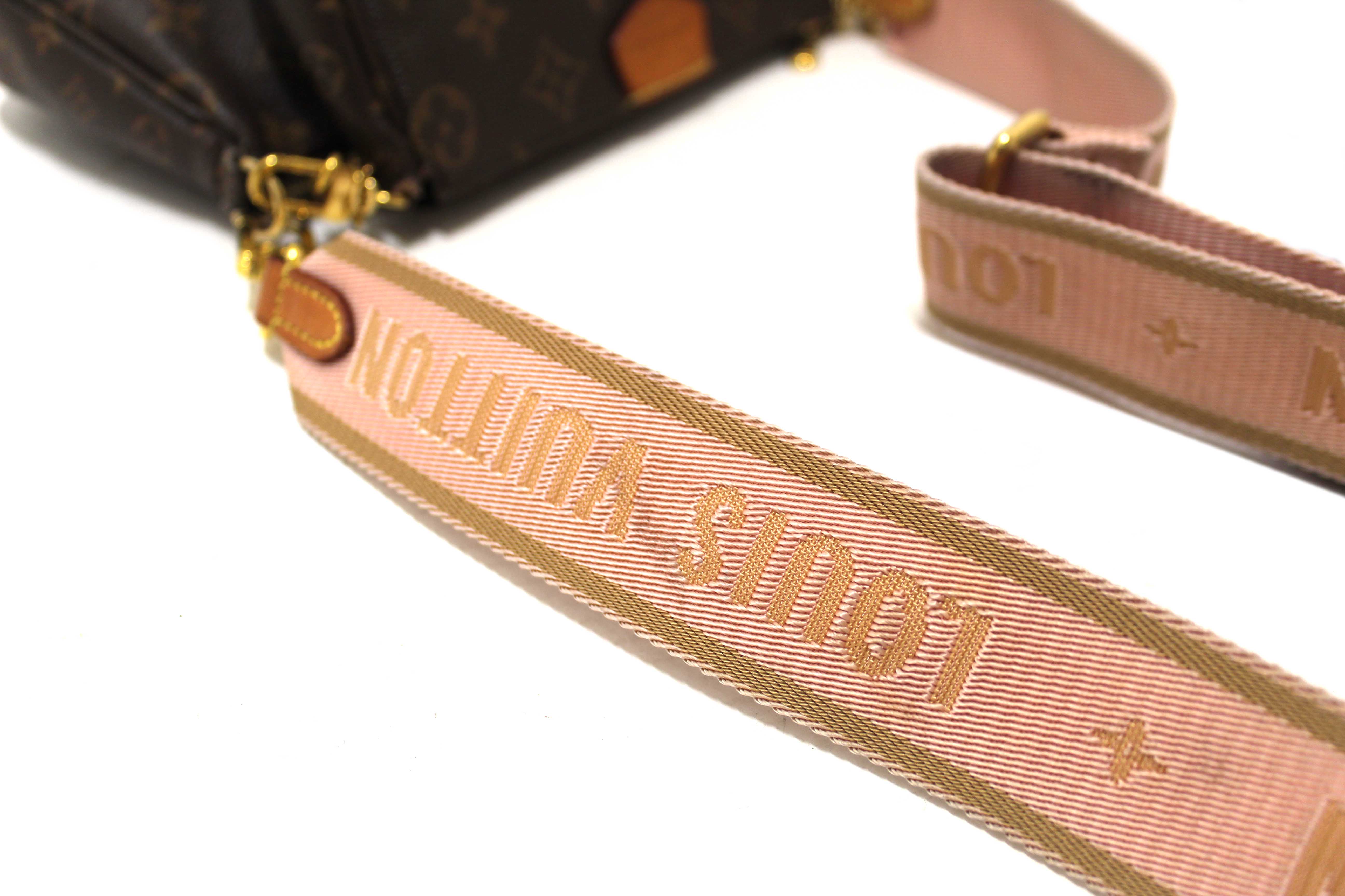 Authentic Louis Vuitton Classic Monogram Pink Strap Multi-Pochette Accessoires Bag