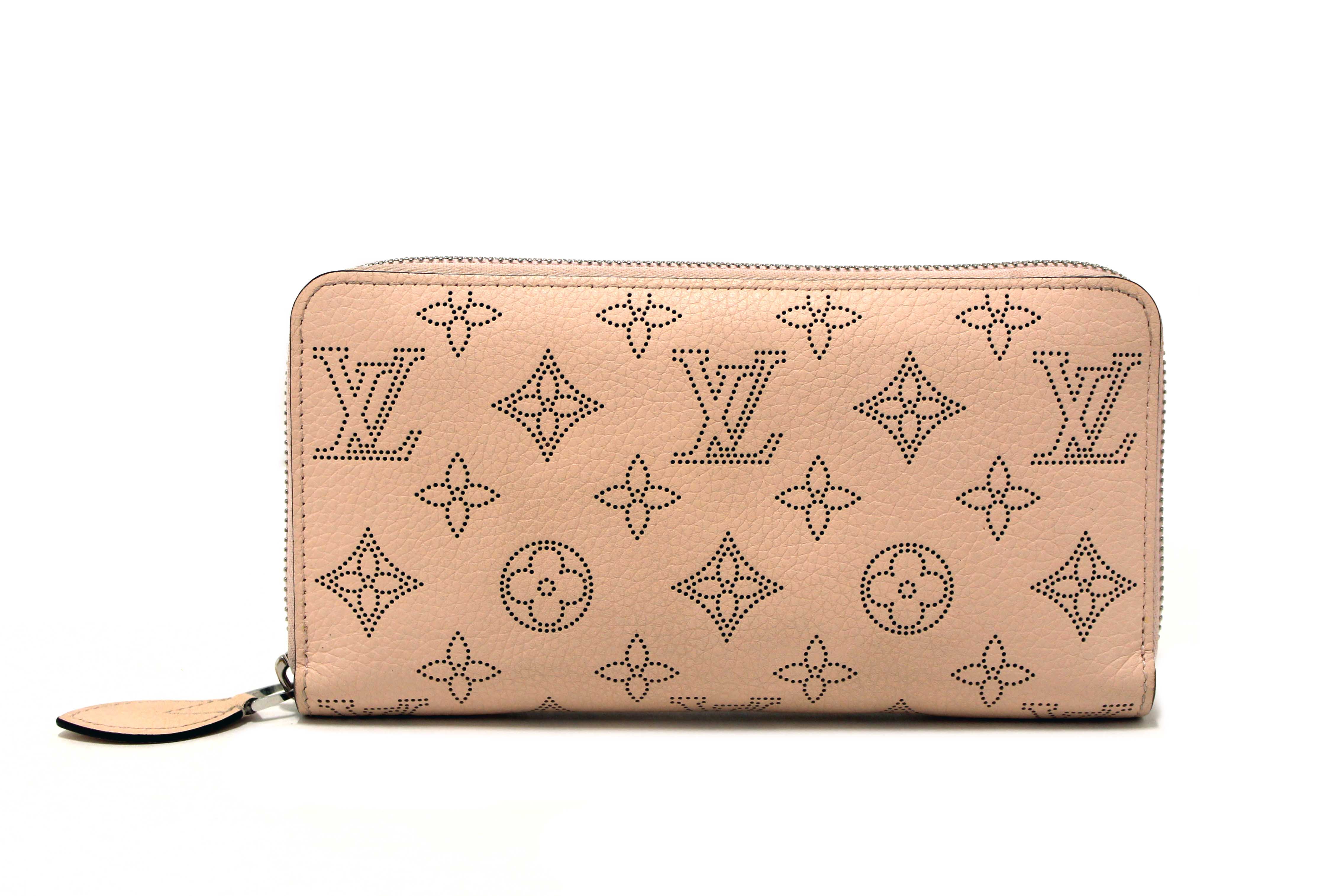 Authentic Louis Vuitton Pink Mahina Leather Zippy Wallet