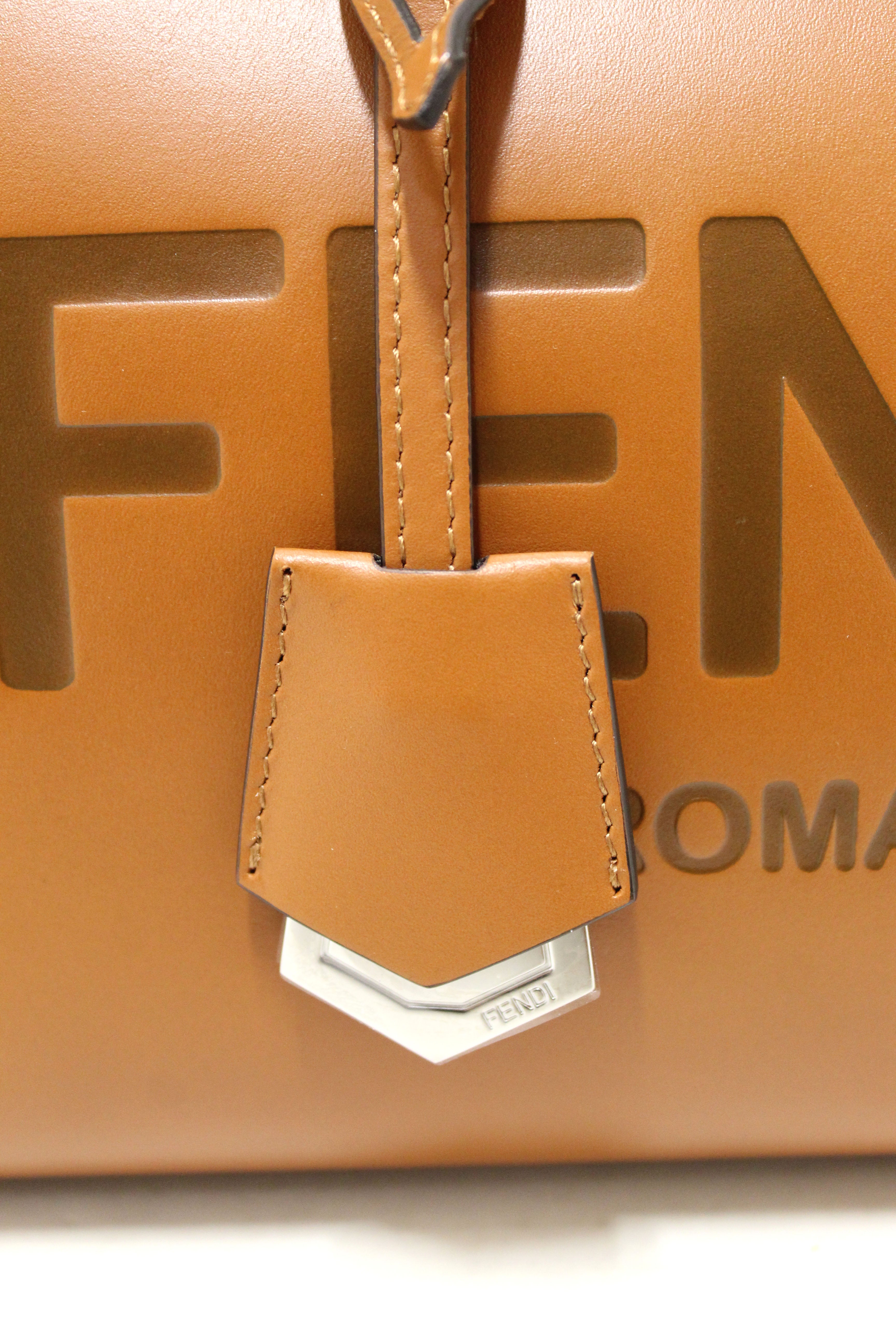 Authentic Fendi Brown Leather By the Way Medium Boston Bag