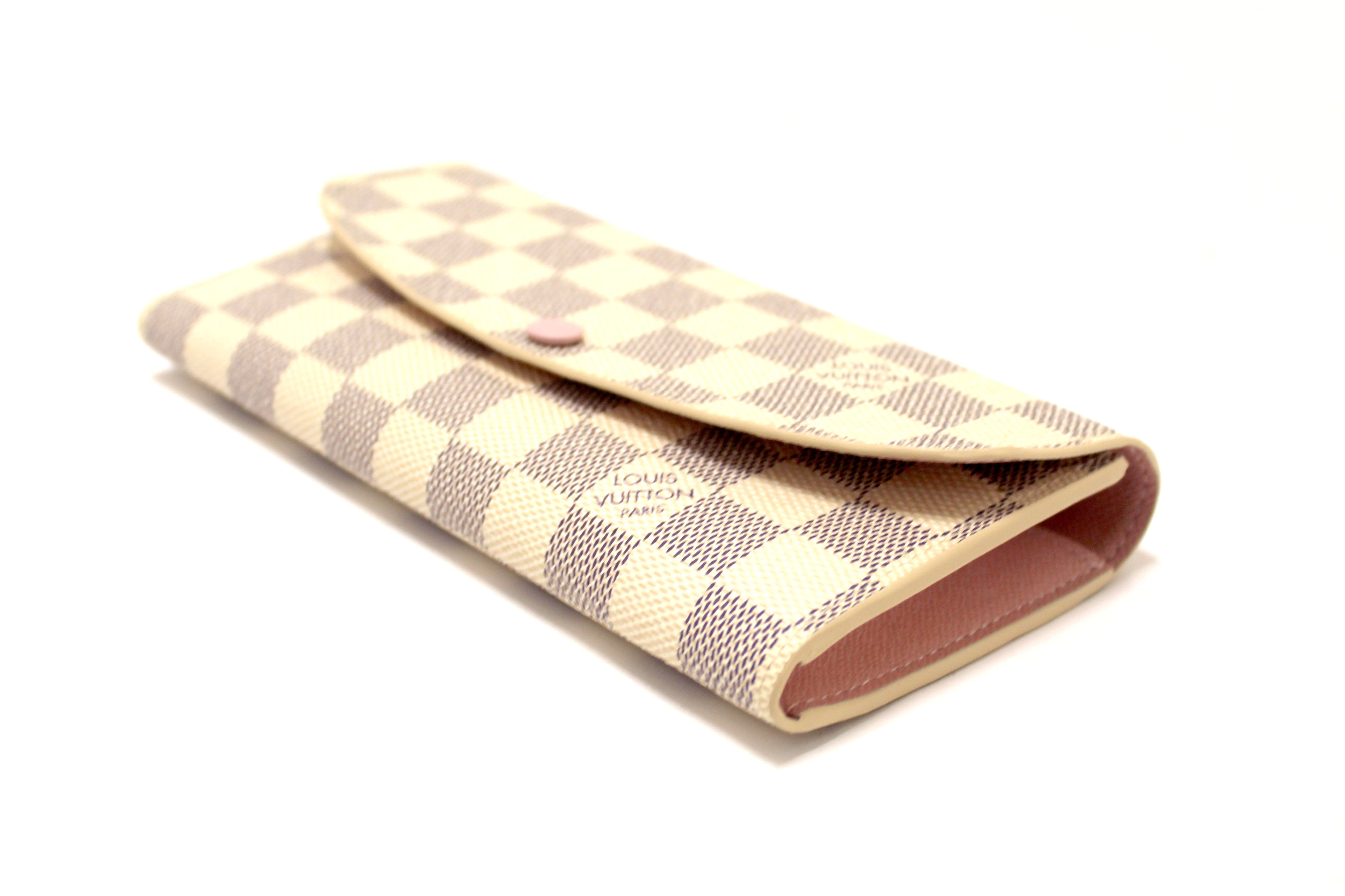 Authentic New Louis Vuitton Damier Azur Canvas Emilie Flap Wallet