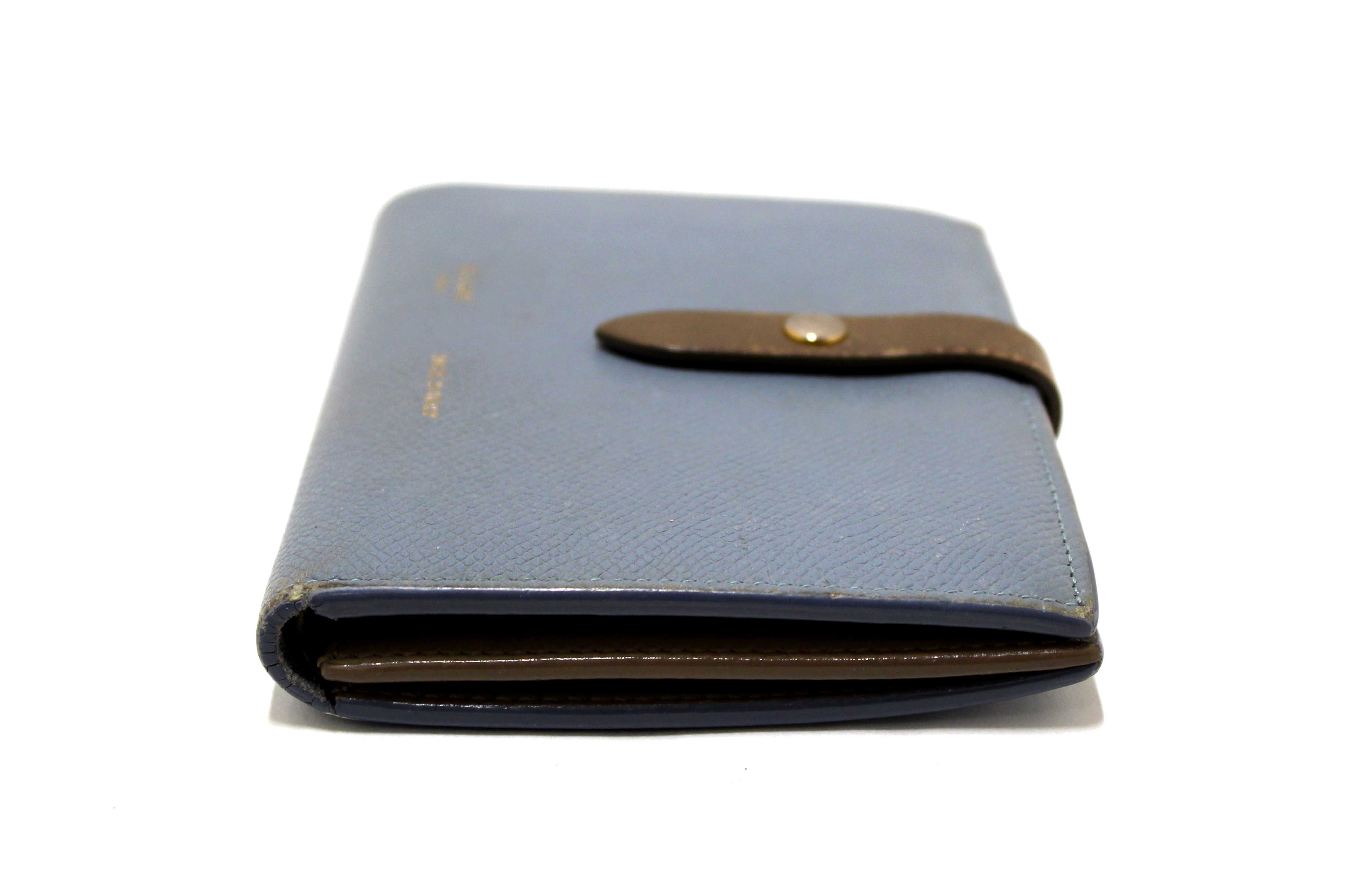 Authentic Celine Celine Blue/Grey Leather Multifunction Strap Wallet