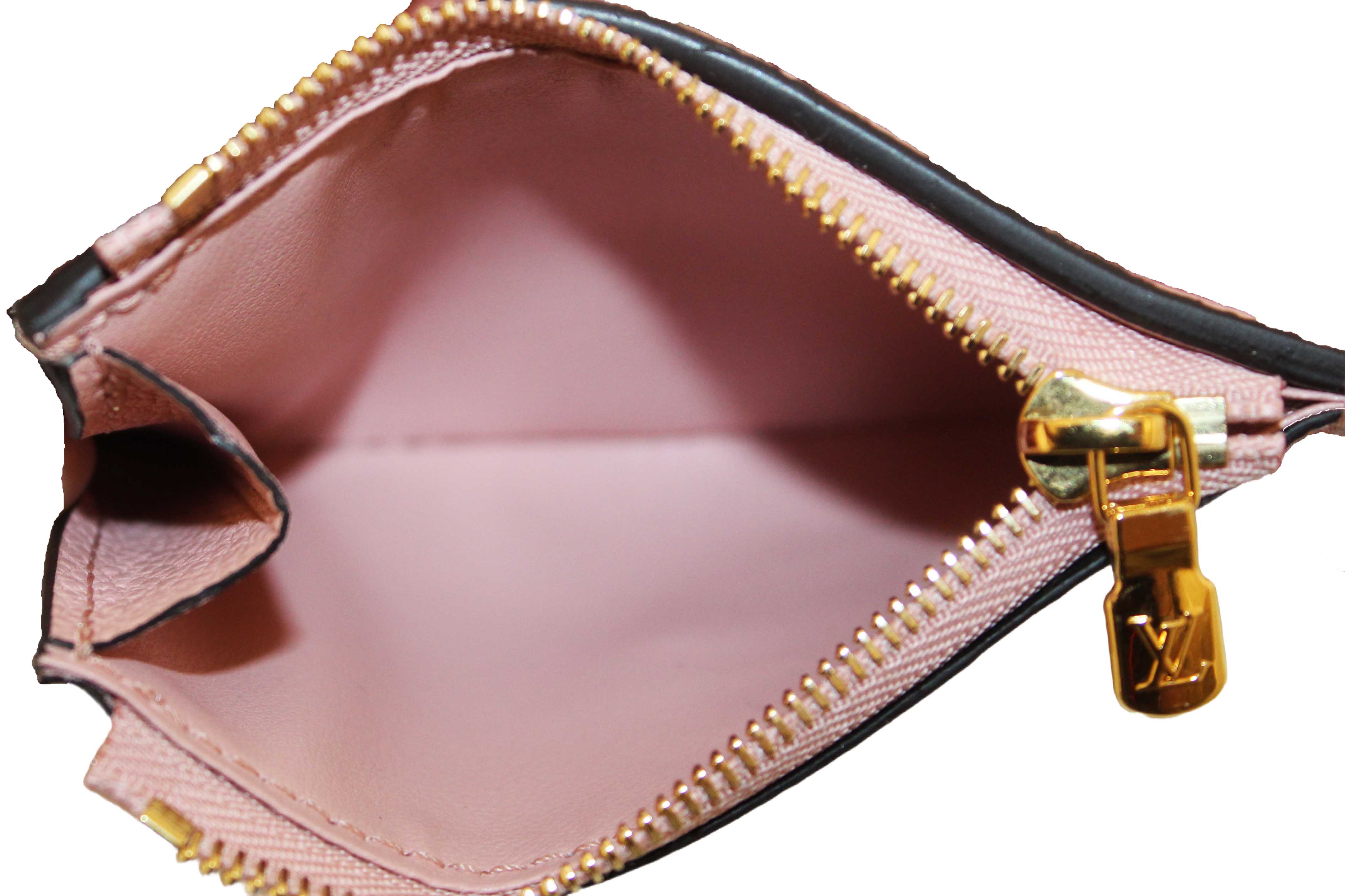 Authentic Louis Vuitton Pink Monogram Empreinte Leather Zoe Wallet