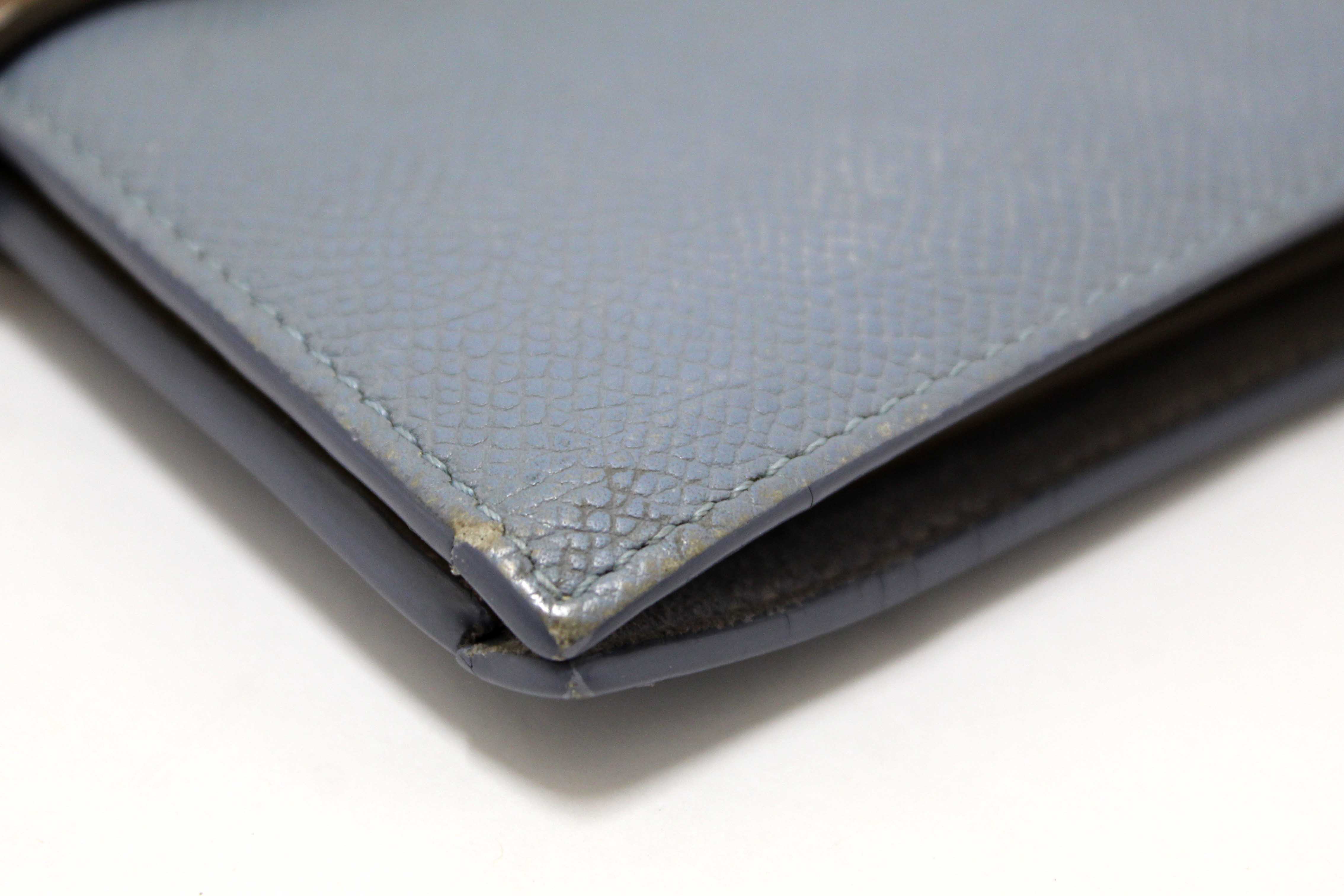 Authentic Celine Celine Blue/Grey Leather Multifunction Strap Wallet