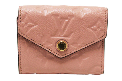 Authentic Louis Vuitton Pink Monogram Empreinte Leather Zoé Wallet