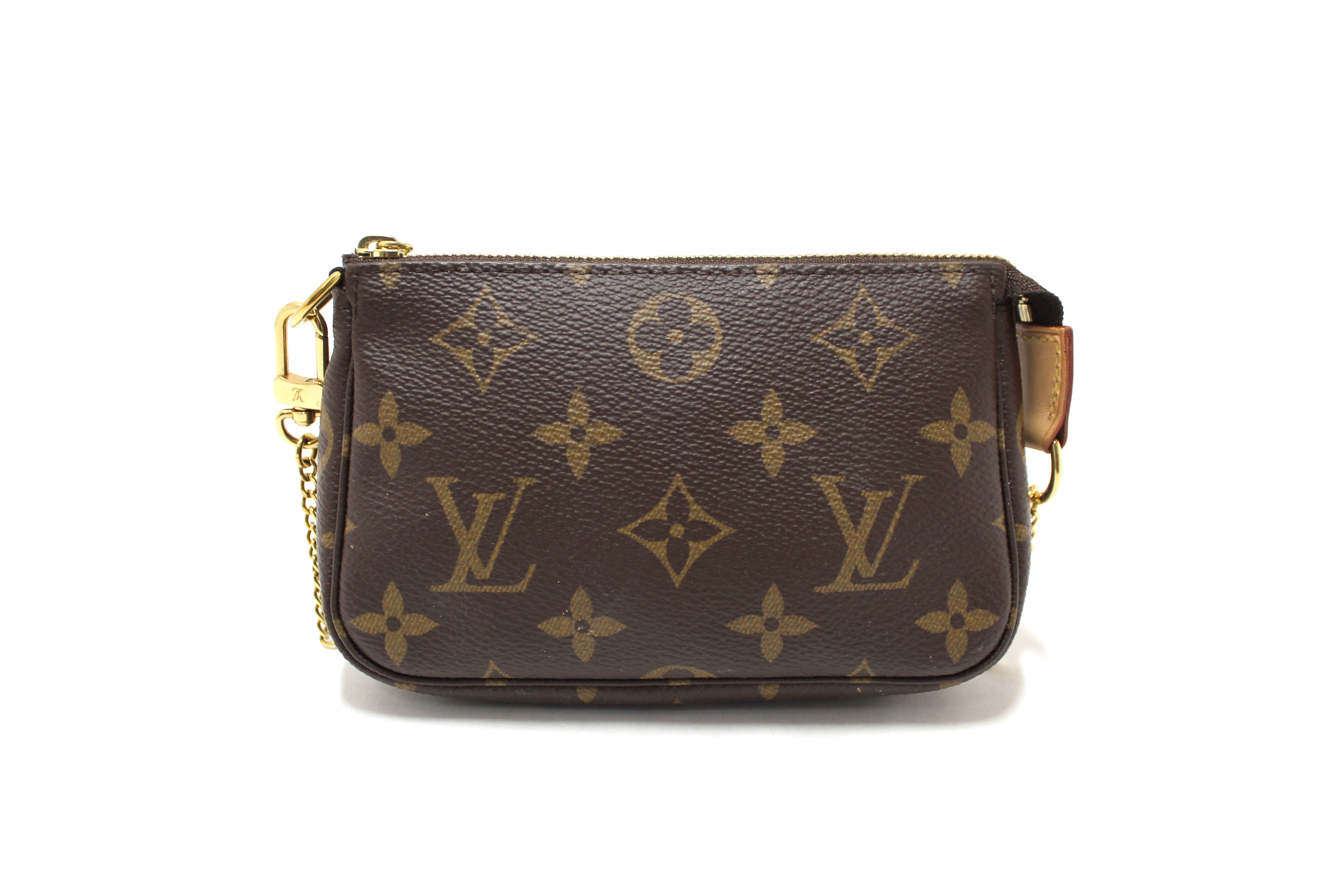 Authentic Louis Vuitton Classic Monogram Canvas Mini Pochette Clutch Bag