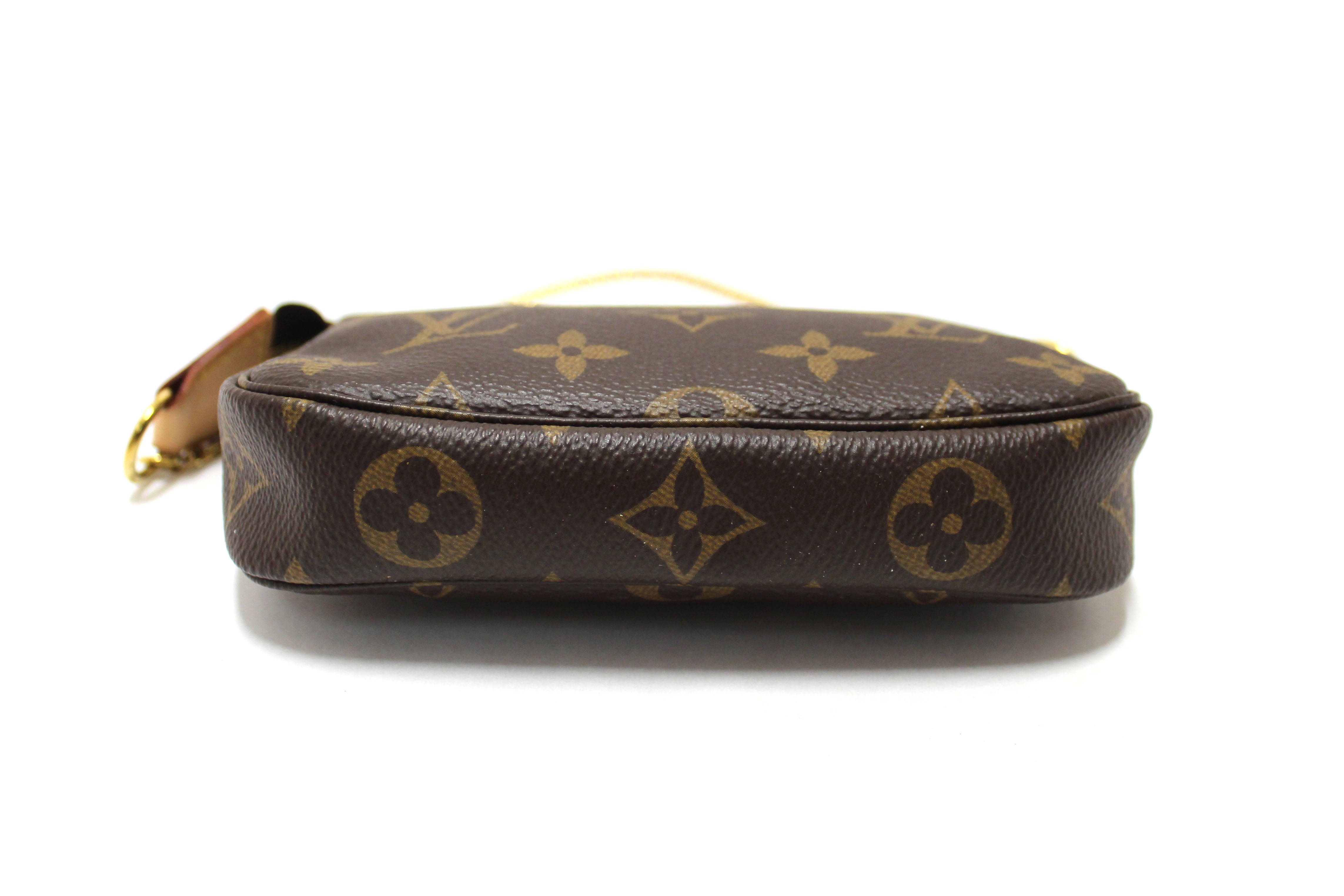 Authentic Louis Vuitton Classic Monogram Canvas Mini Pochette Clutch Bag