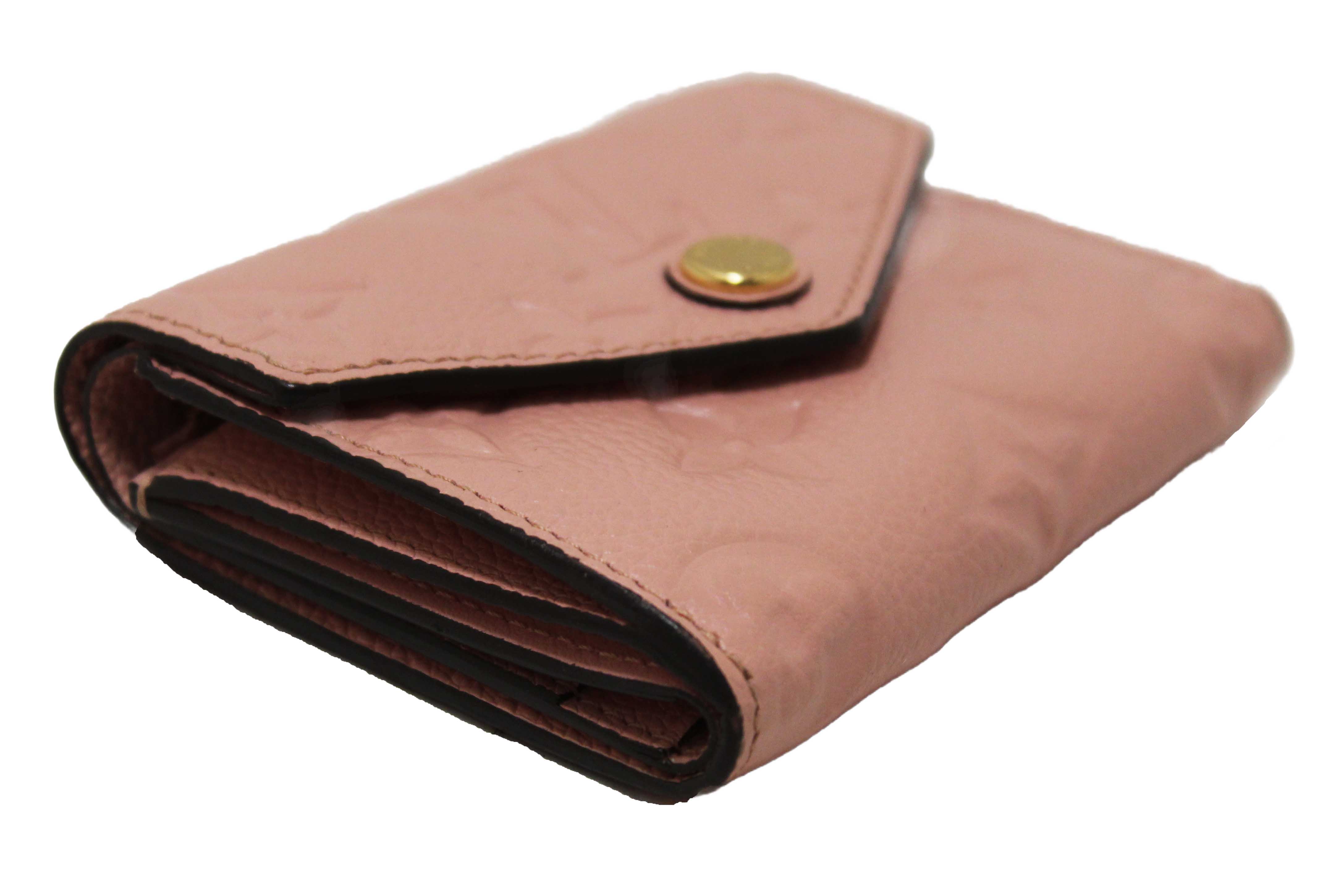 Authentic Louis Vuitton Pink Monogram Empreinte Leather Zoe Wallet