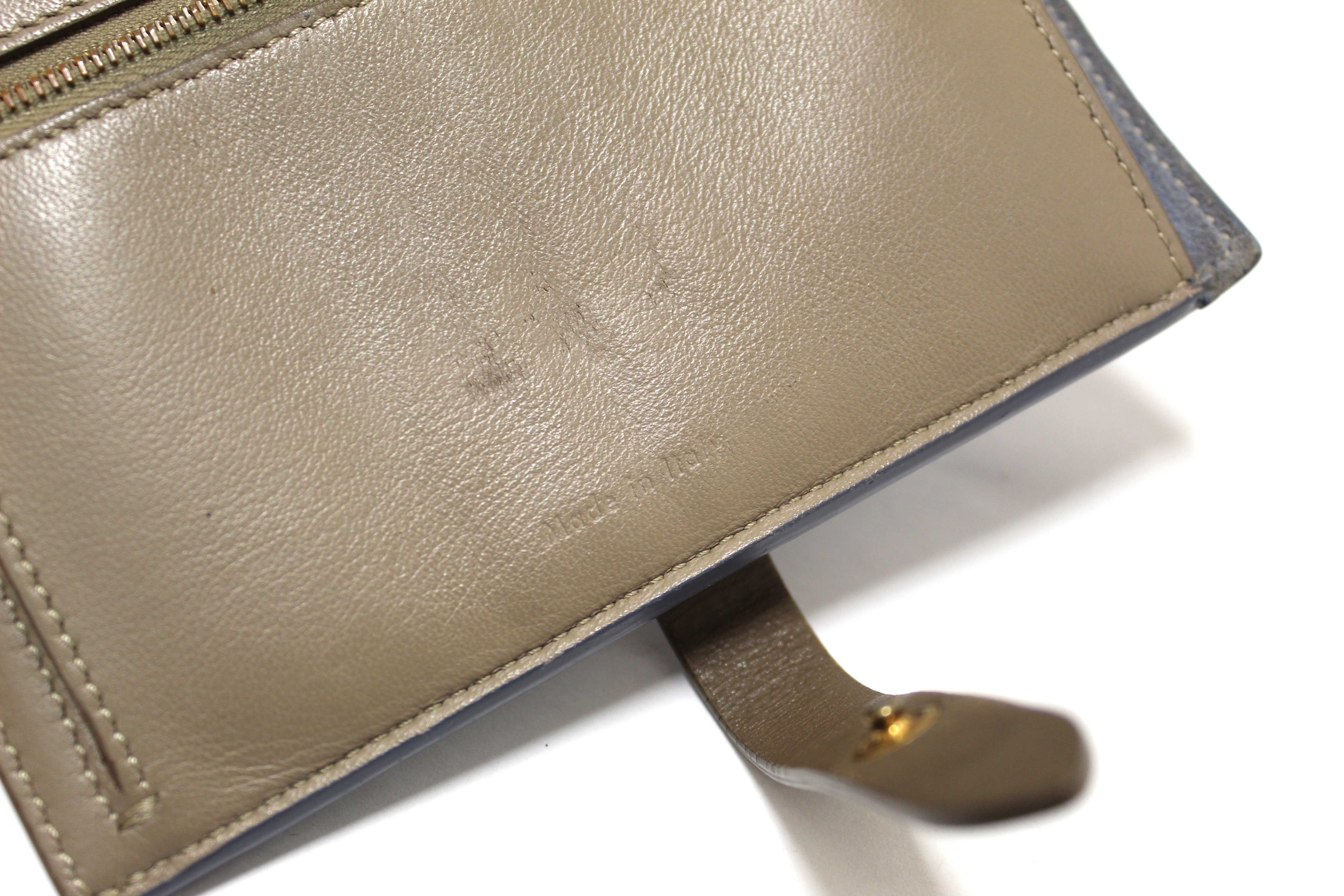 Authentic Celine Celine Blue/Grey Leather Multifunction Strap Wallet