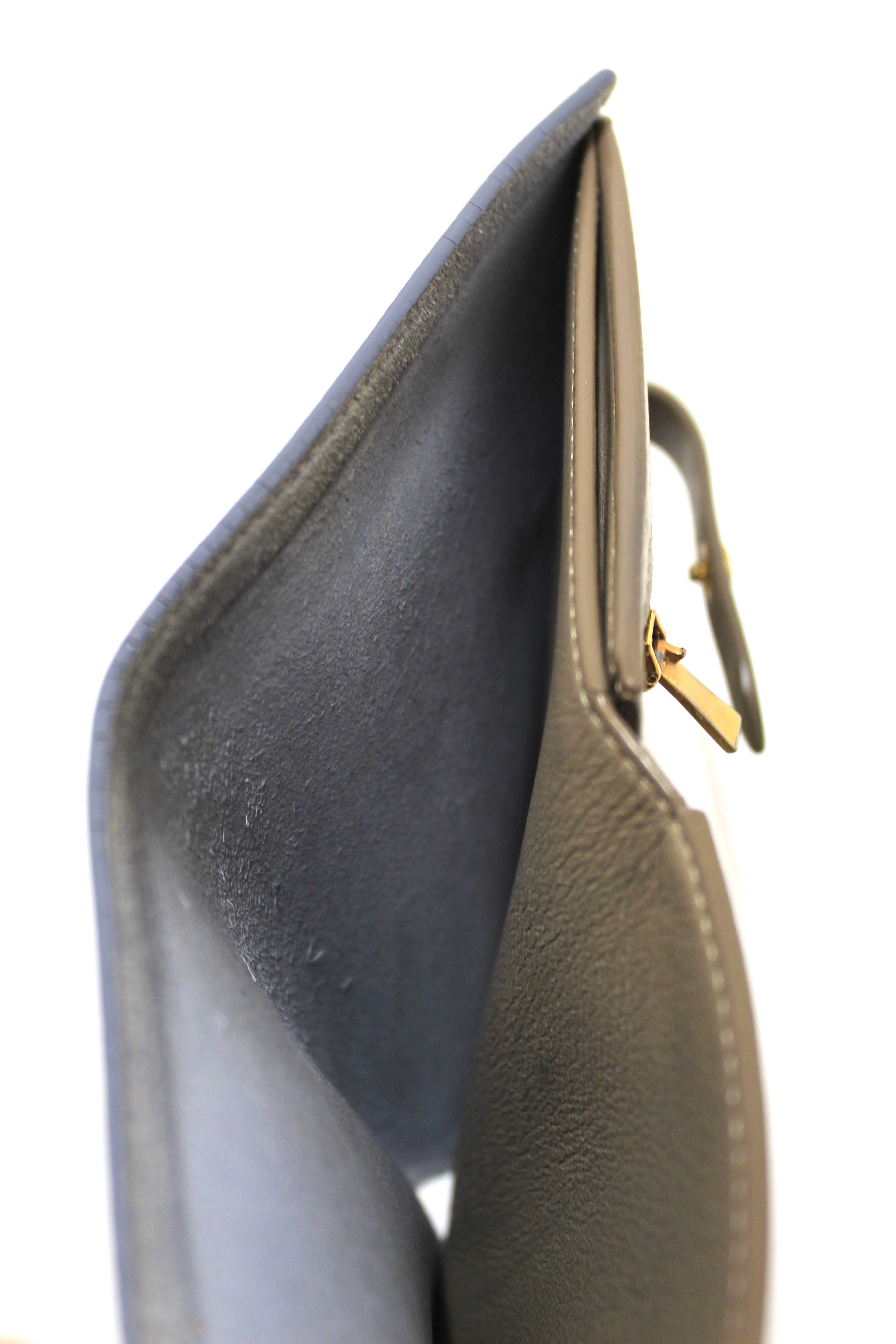 Authentic Celine Celine Blue/Grey Leather Multifunction Strap Wallet