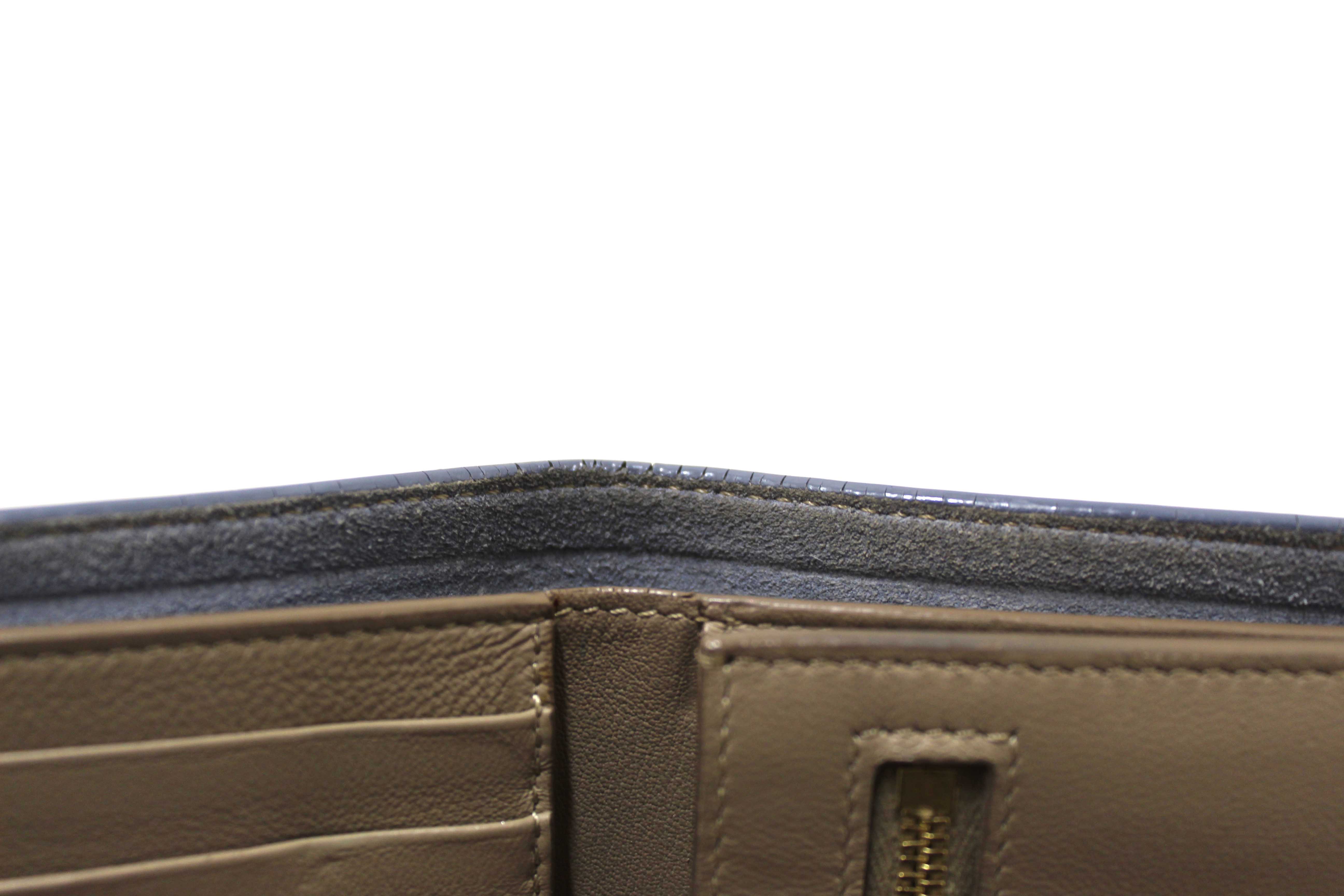 Authentic Celine Celine Blue/Grey Leather Multifunction Strap Wallet