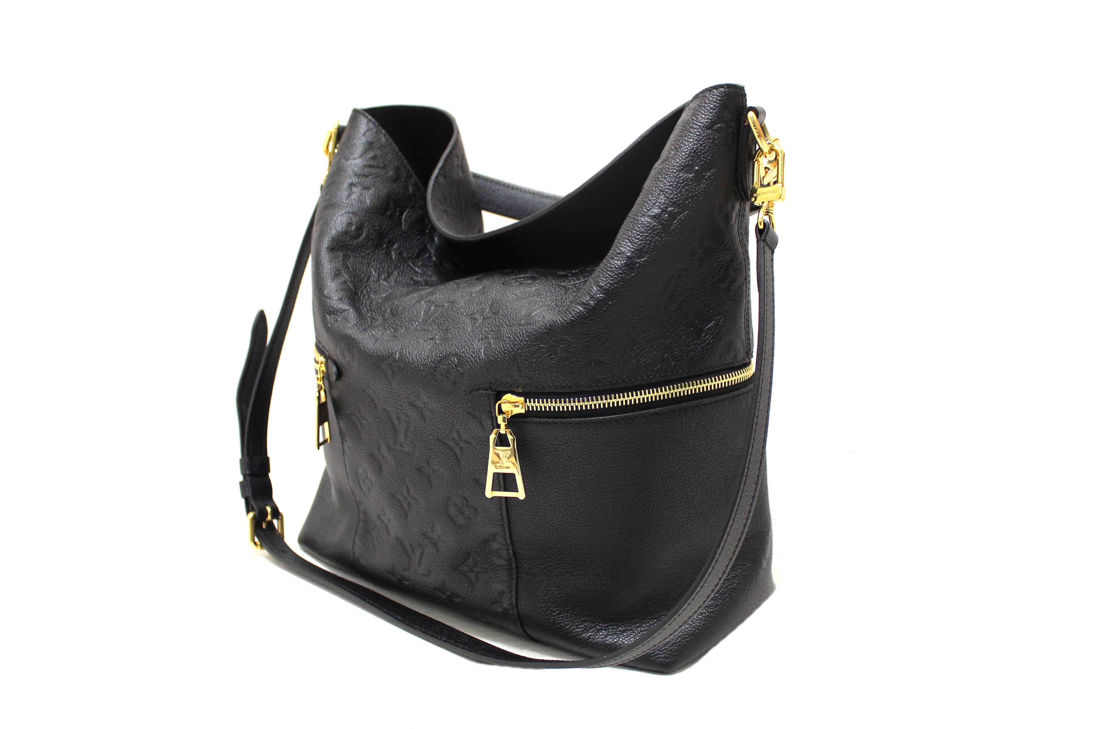 Authentic Louis Vuitton Black Monogram Empreinte Leather Melie Hobo Bag