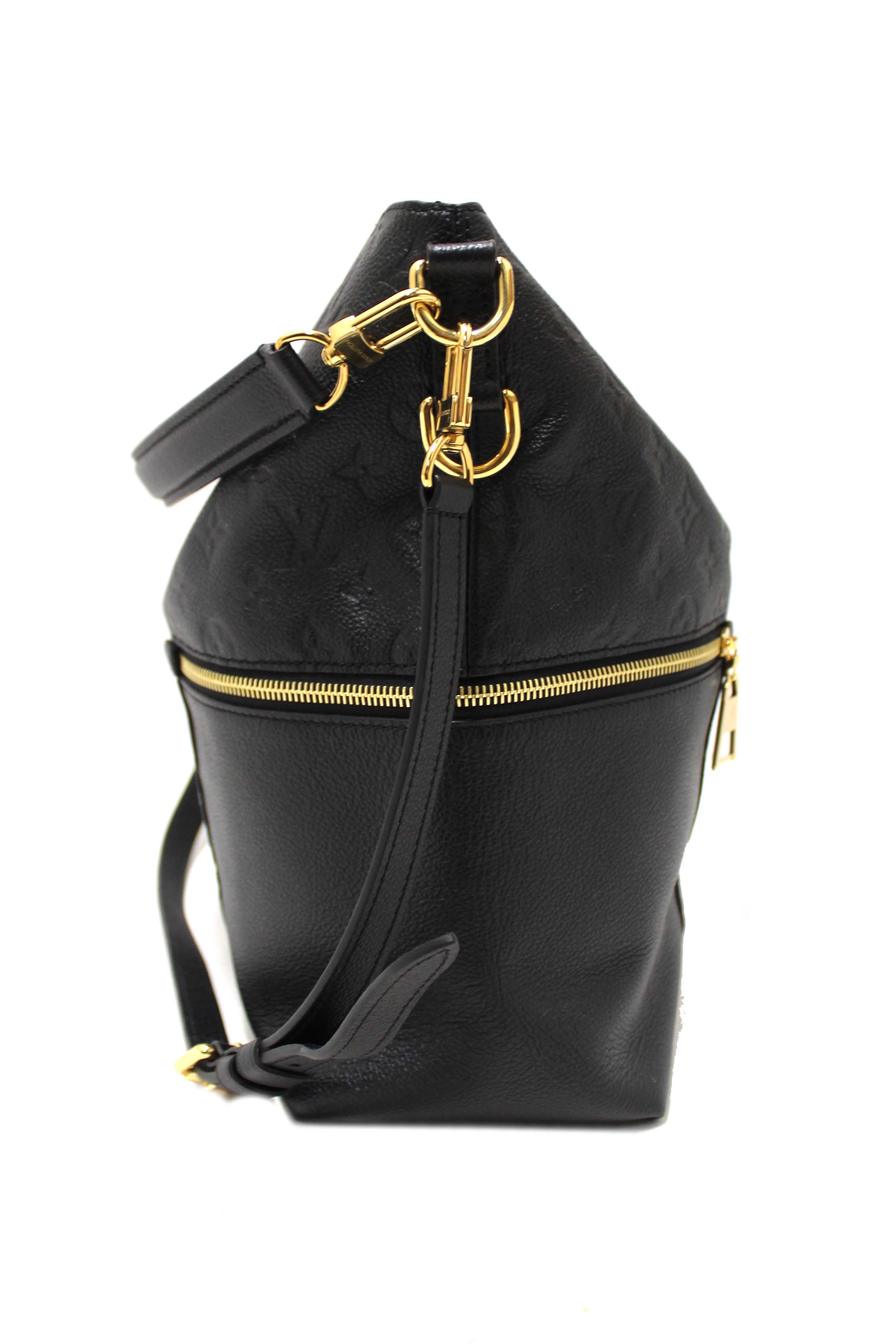 Authentic Louis Vuitton Black Monogram Empreinte Leather Melie Hobo Bag