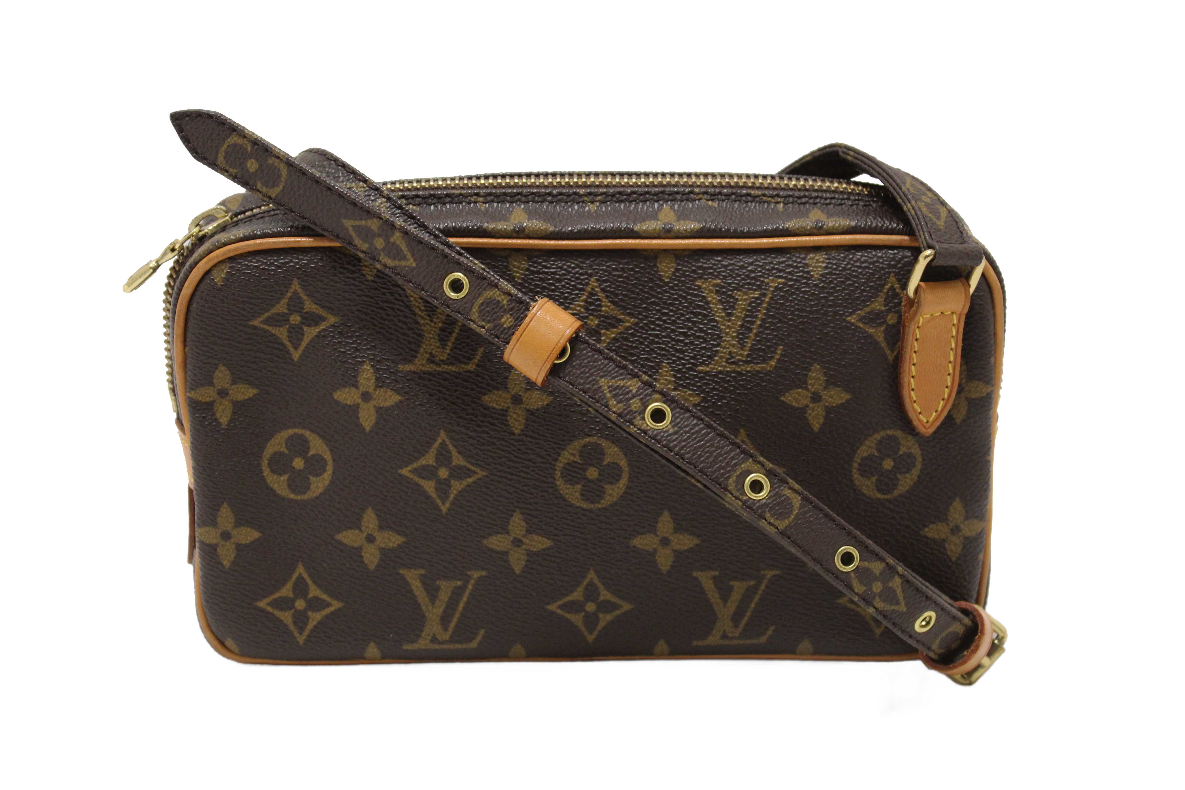Authentic Louis Vuitton Classic Monogram Pochette Marly Bandouliere Messenger Bag