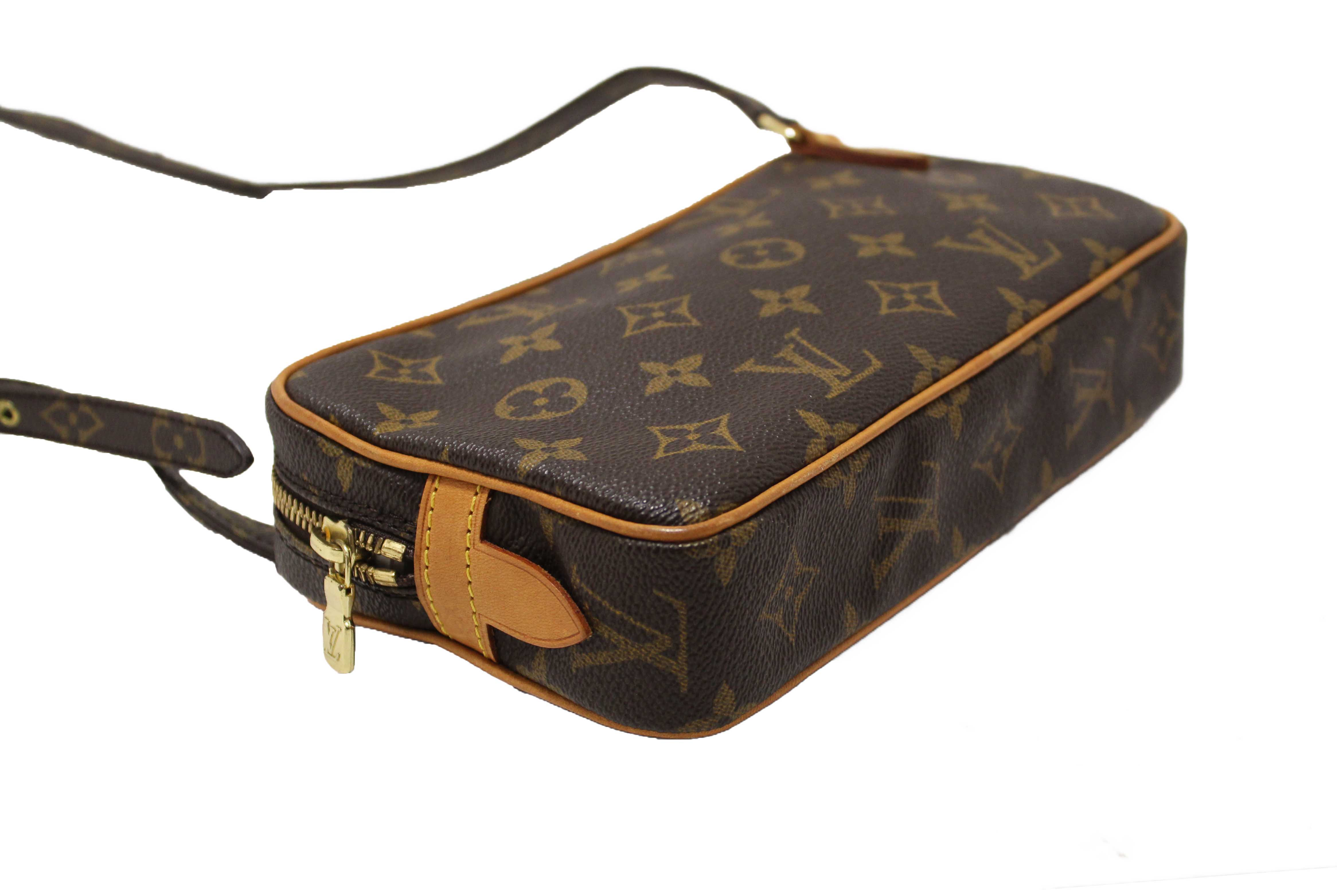 Authentic Louis Vuitton Classic Monogram Pochette Marly Bandouliere Messenger Bag