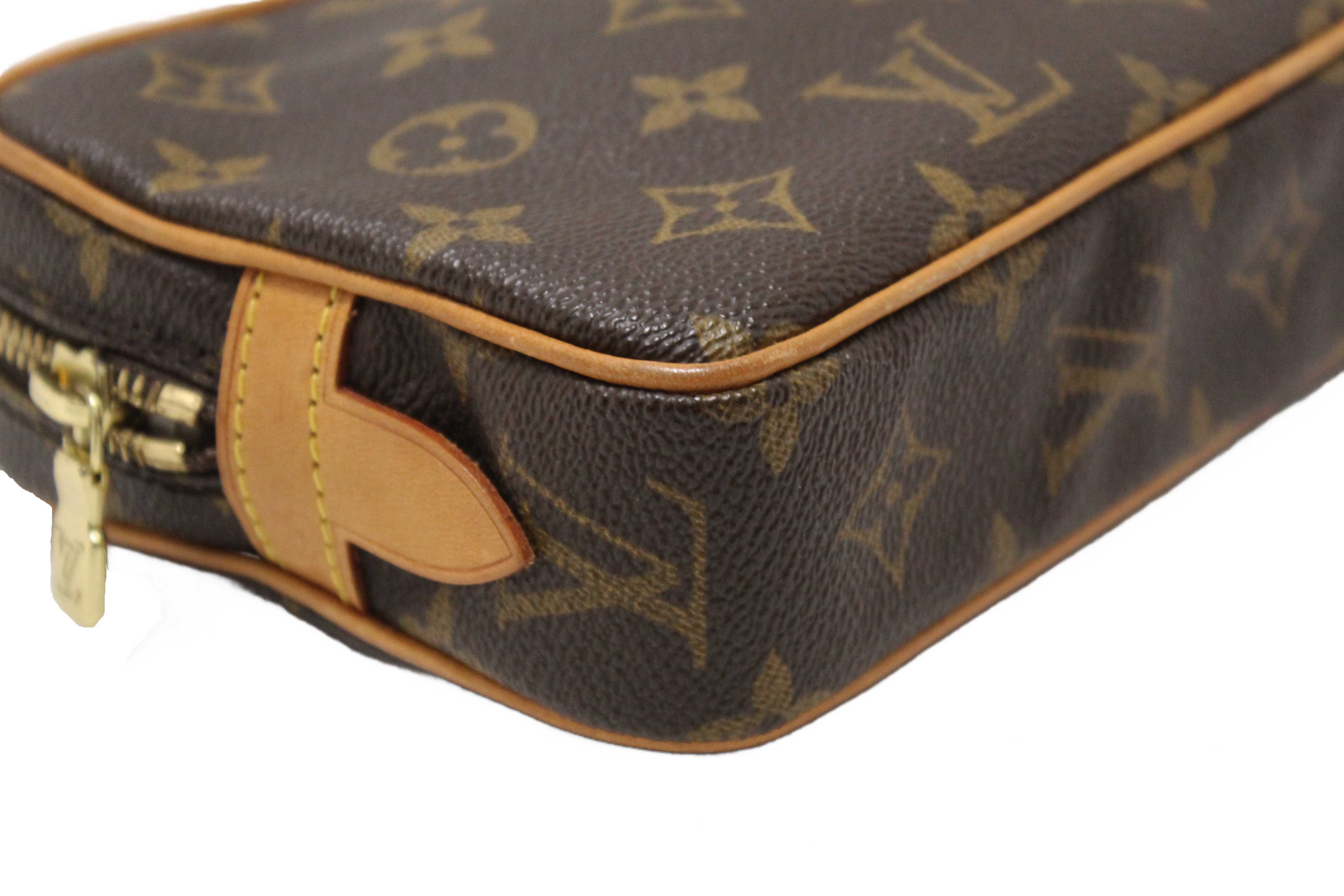 Authentic Louis Vuitton Classic Monogram Pochette Marly Bandouliere Messenger Bag