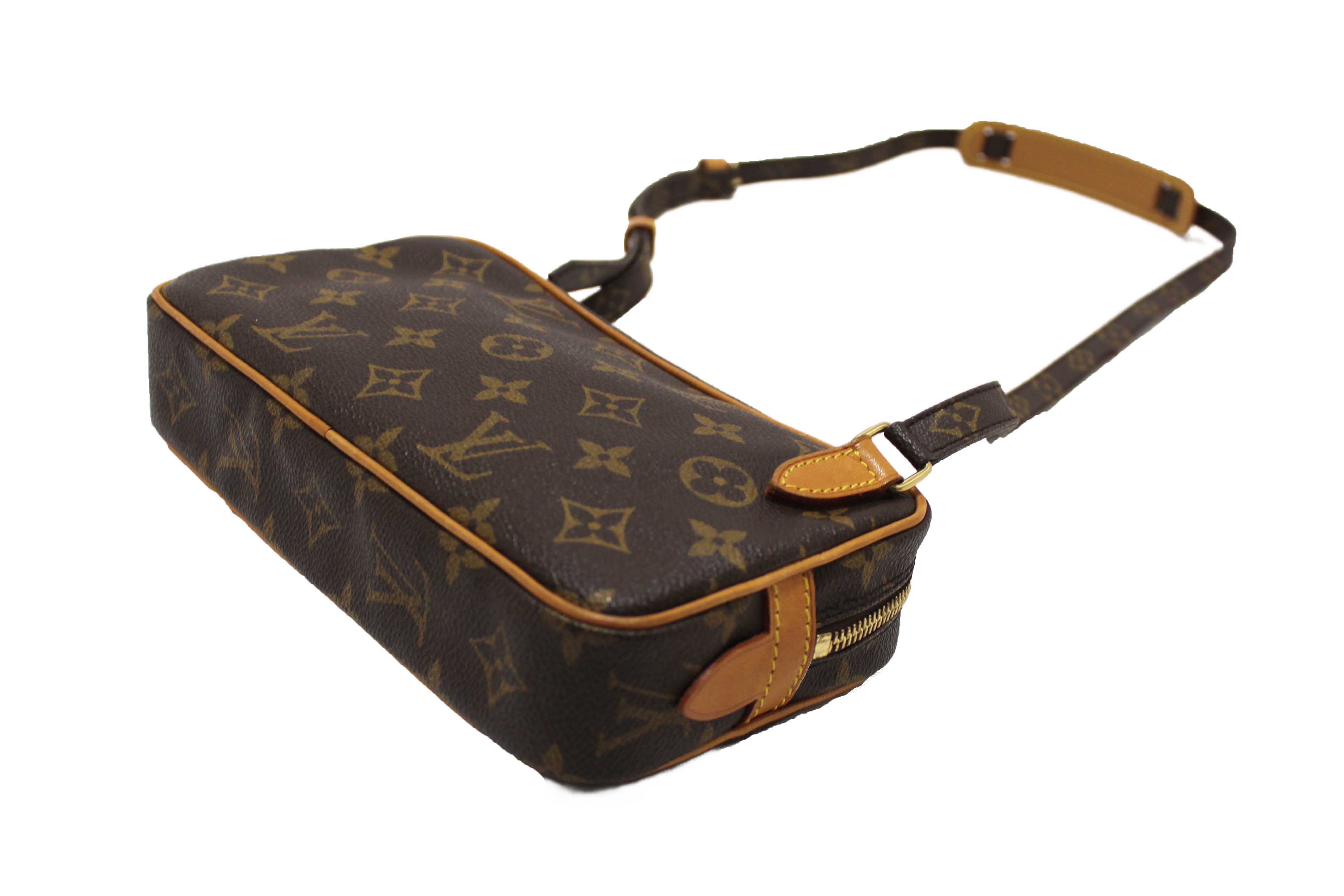 Authentic Louis Vuitton Classic Monogram Pochette Marly Bandouliere Messenger Bag