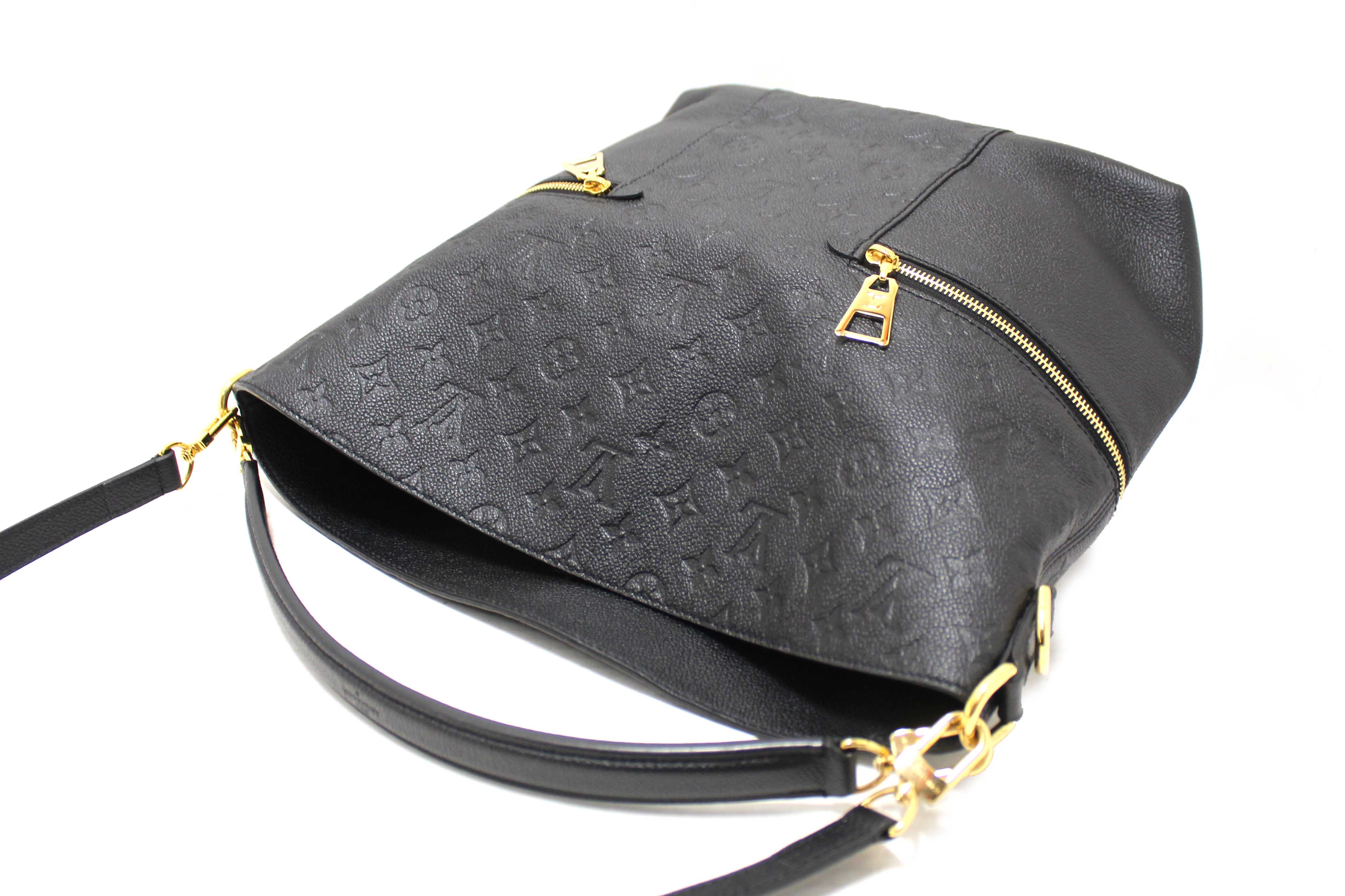 Authentic Louis Vuitton Black Monogram Empreinte Leather Melie Hobo Bag