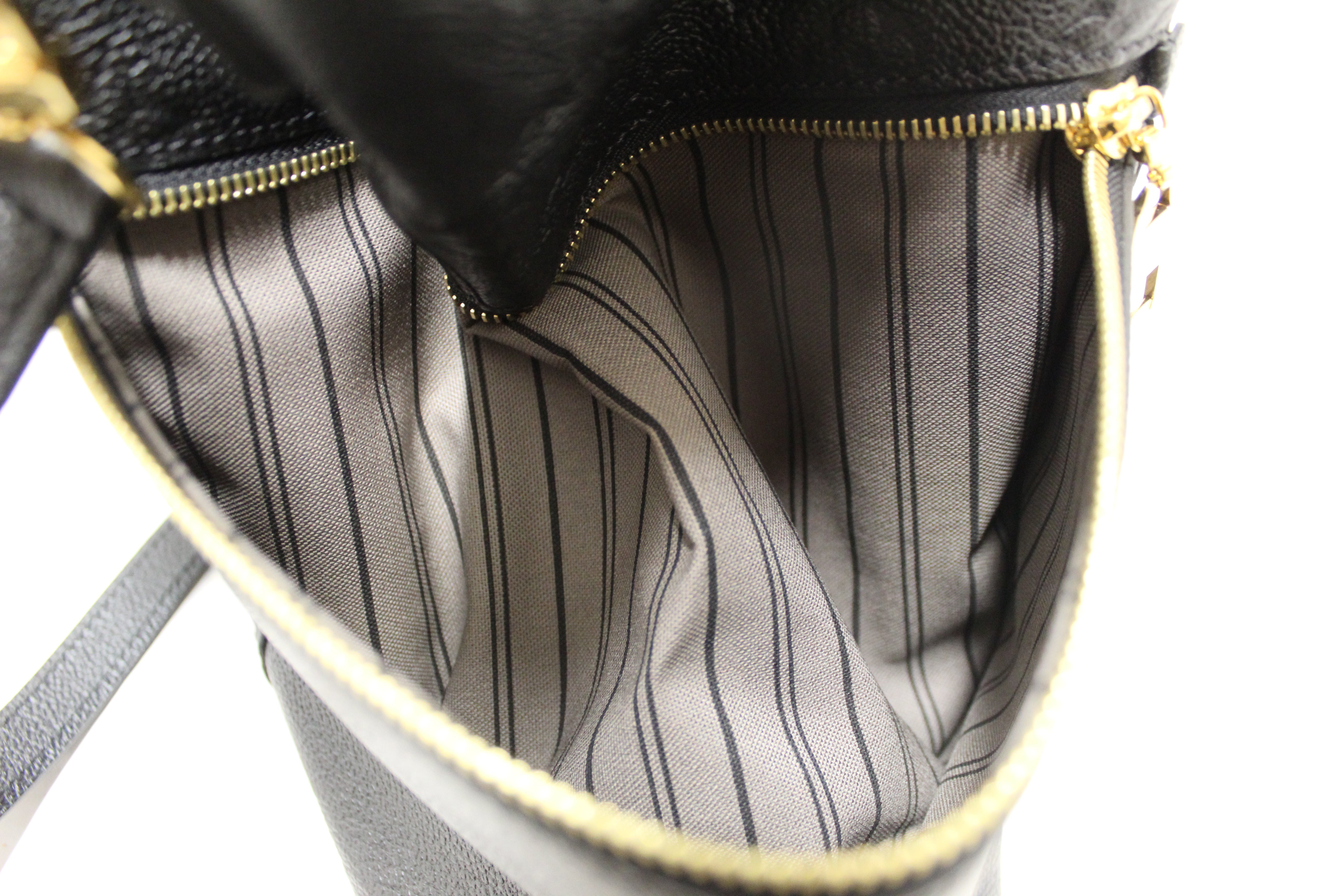 Authentic Louis Vuitton Black Monogram Empreinte Leather Melie Hobo Bag