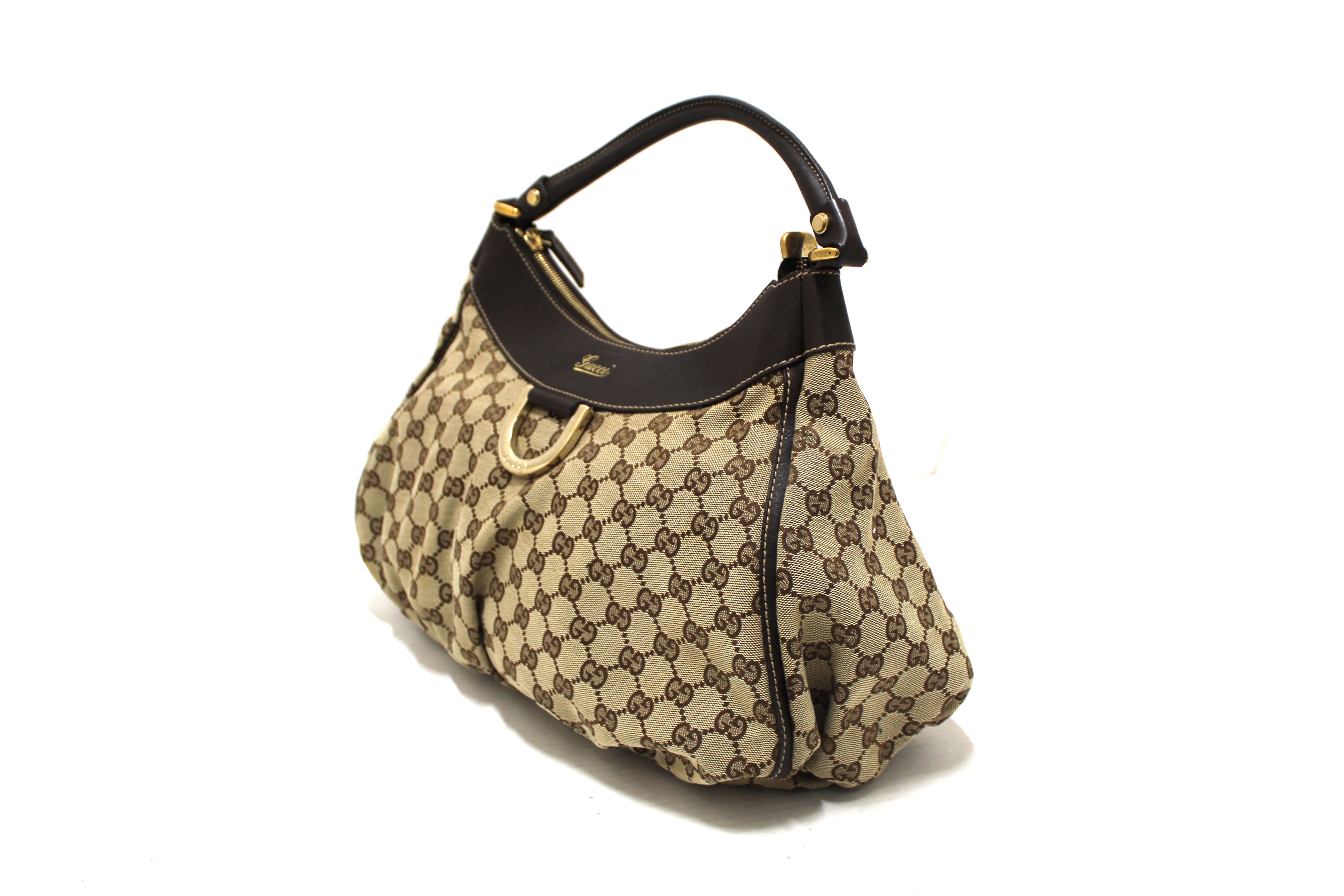 Authentic Gucci Brown GG Canvas Medium Hobo Shoulder Bag 189833