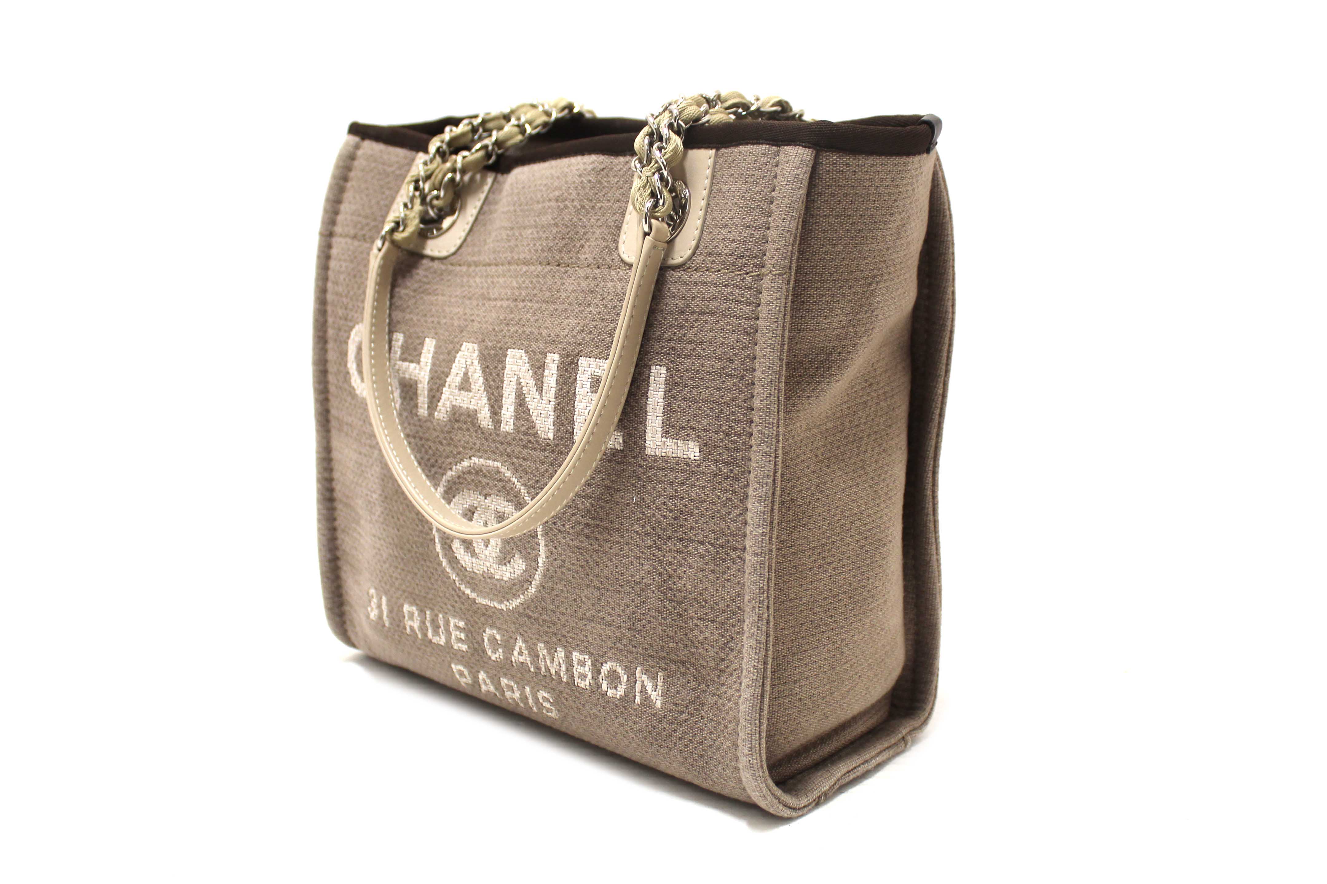 Authentic Chanel Grey Mixed Fibers Small Deauville Shopper Tote Bag