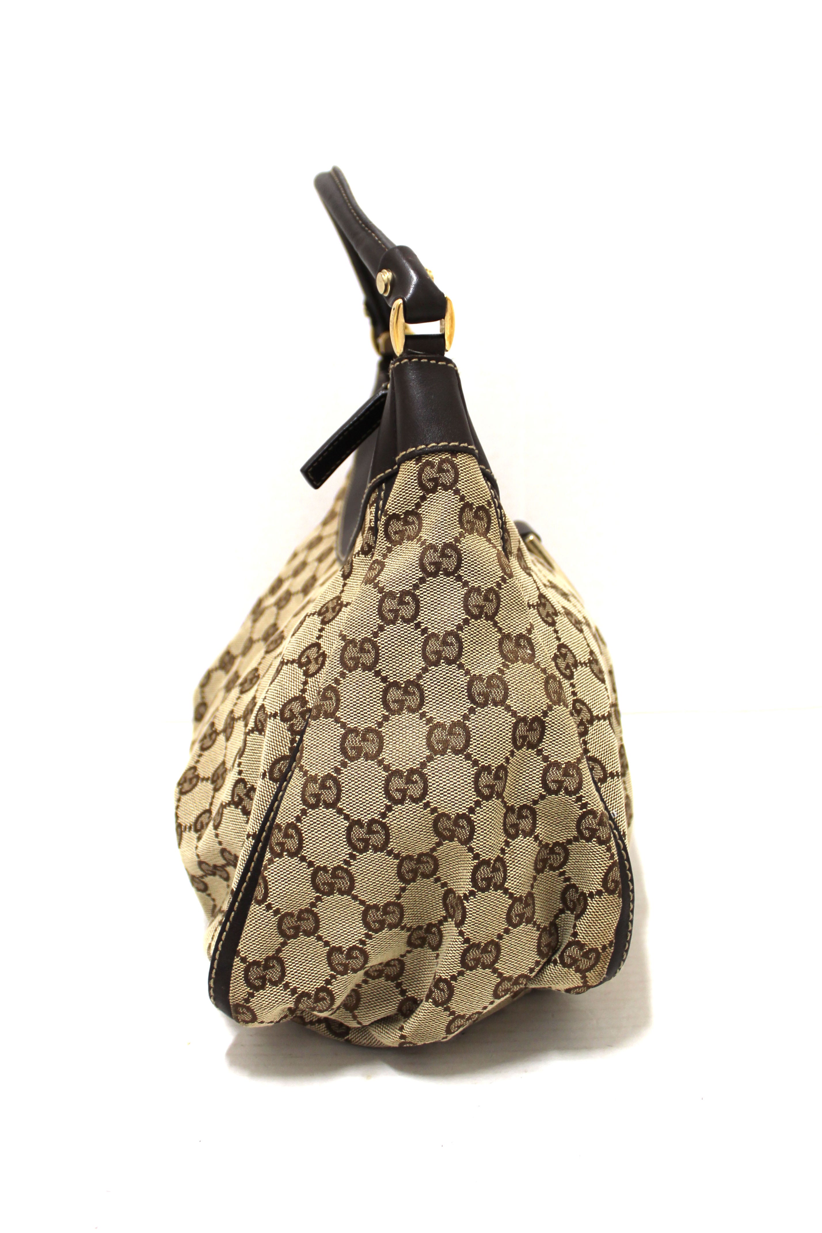 Authentic Gucci Brown GG Canvas Medium Hobo Shoulder Bag 189833