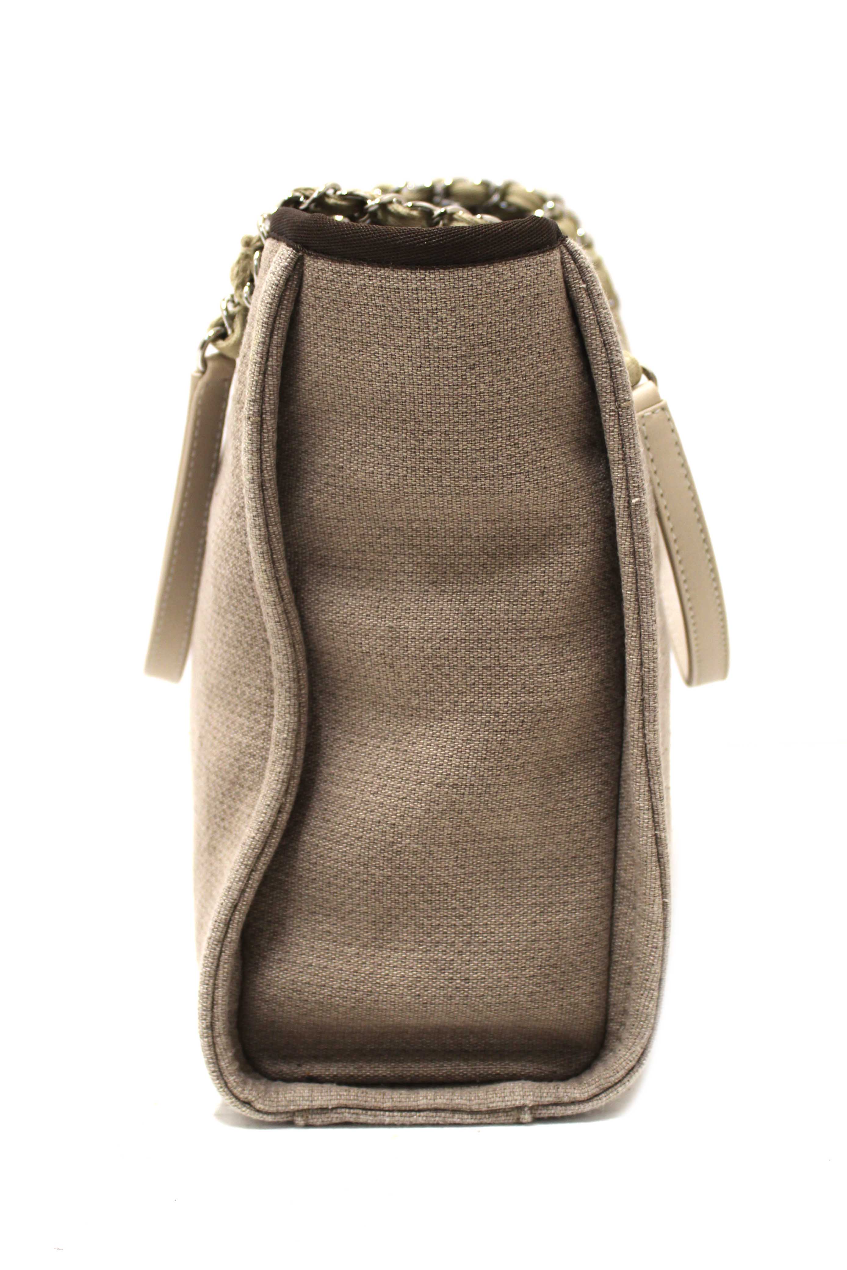 Authentic Chanel Grey Mixed Fibers Small Deauville Shopper Tote Bag