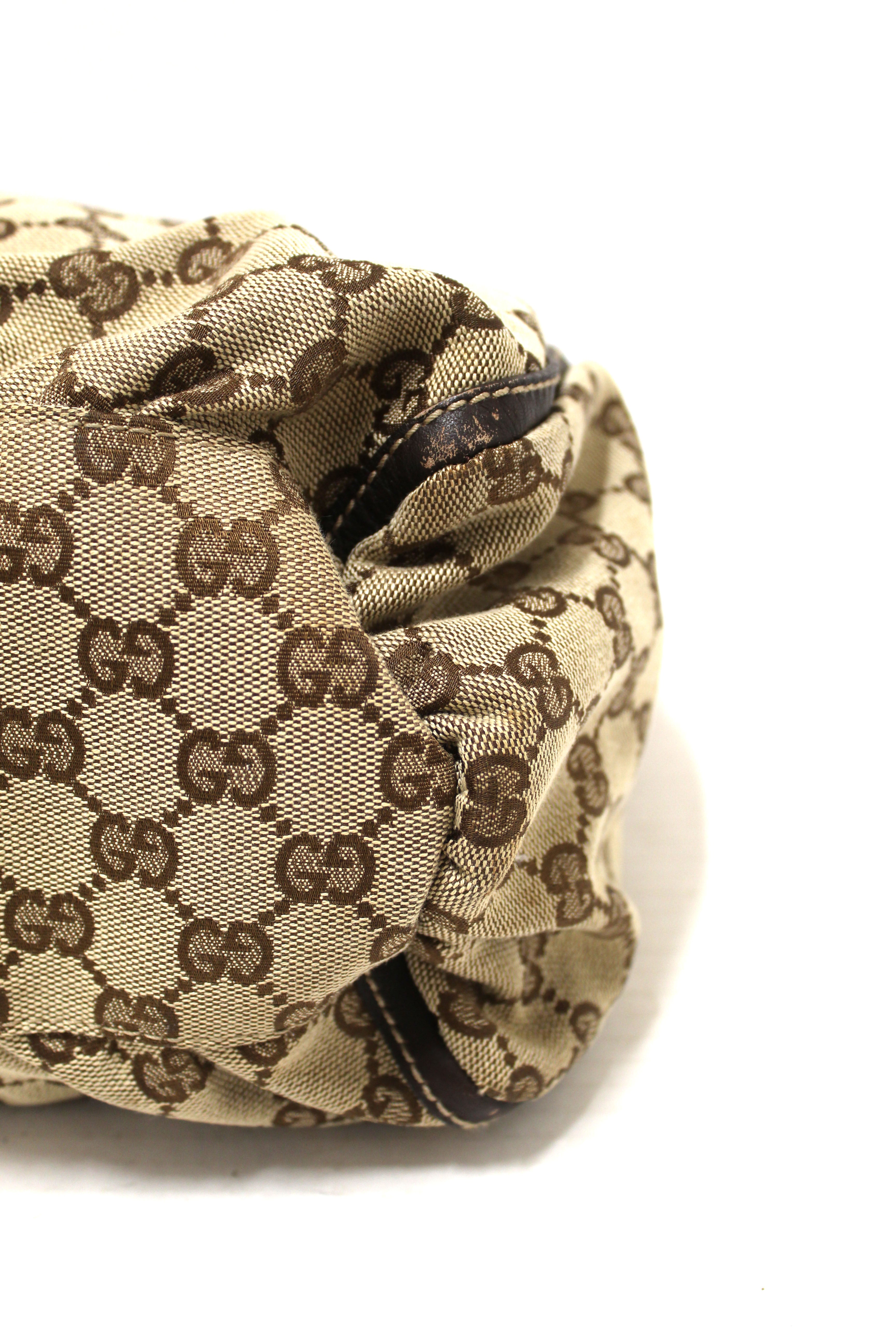 Authentic Gucci Brown GG Canvas Medium Hobo Shoulder Bag 189833