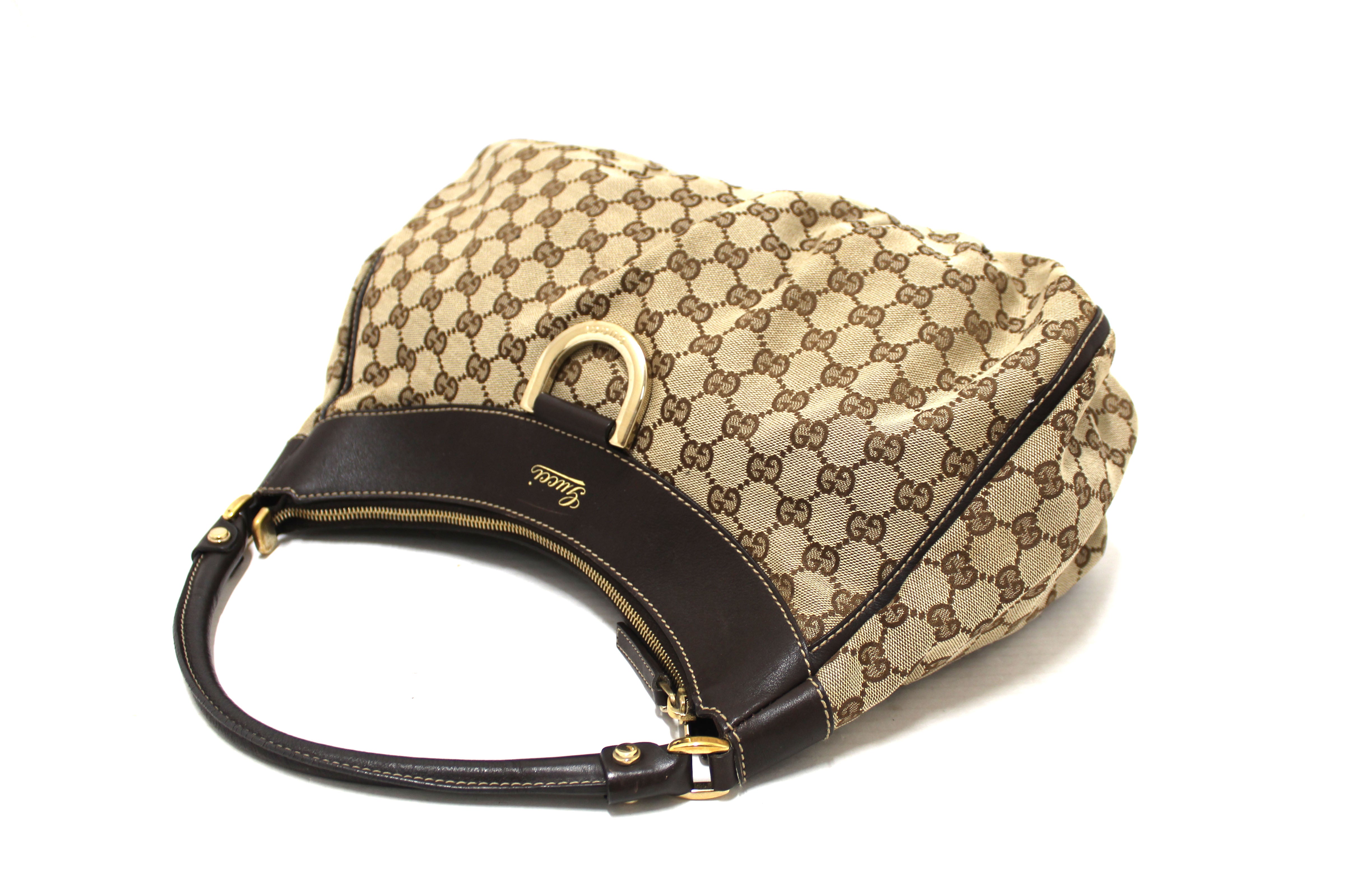 Authentic Gucci Brown GG Canvas Medium Hobo Shoulder Bag 189833