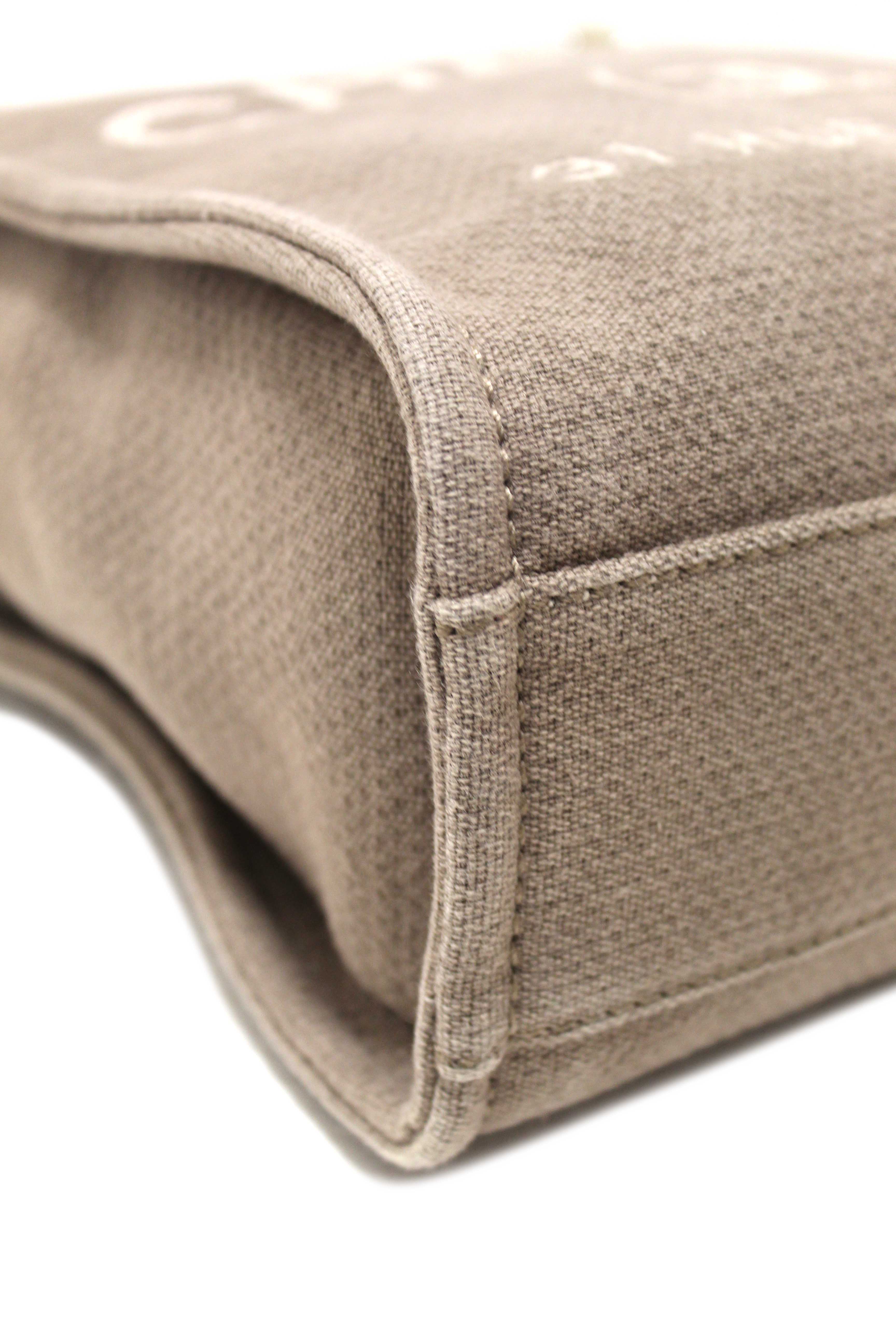 Authentic Chanel Grey Mixed Fibers Small Deauville Shopper Tote Bag