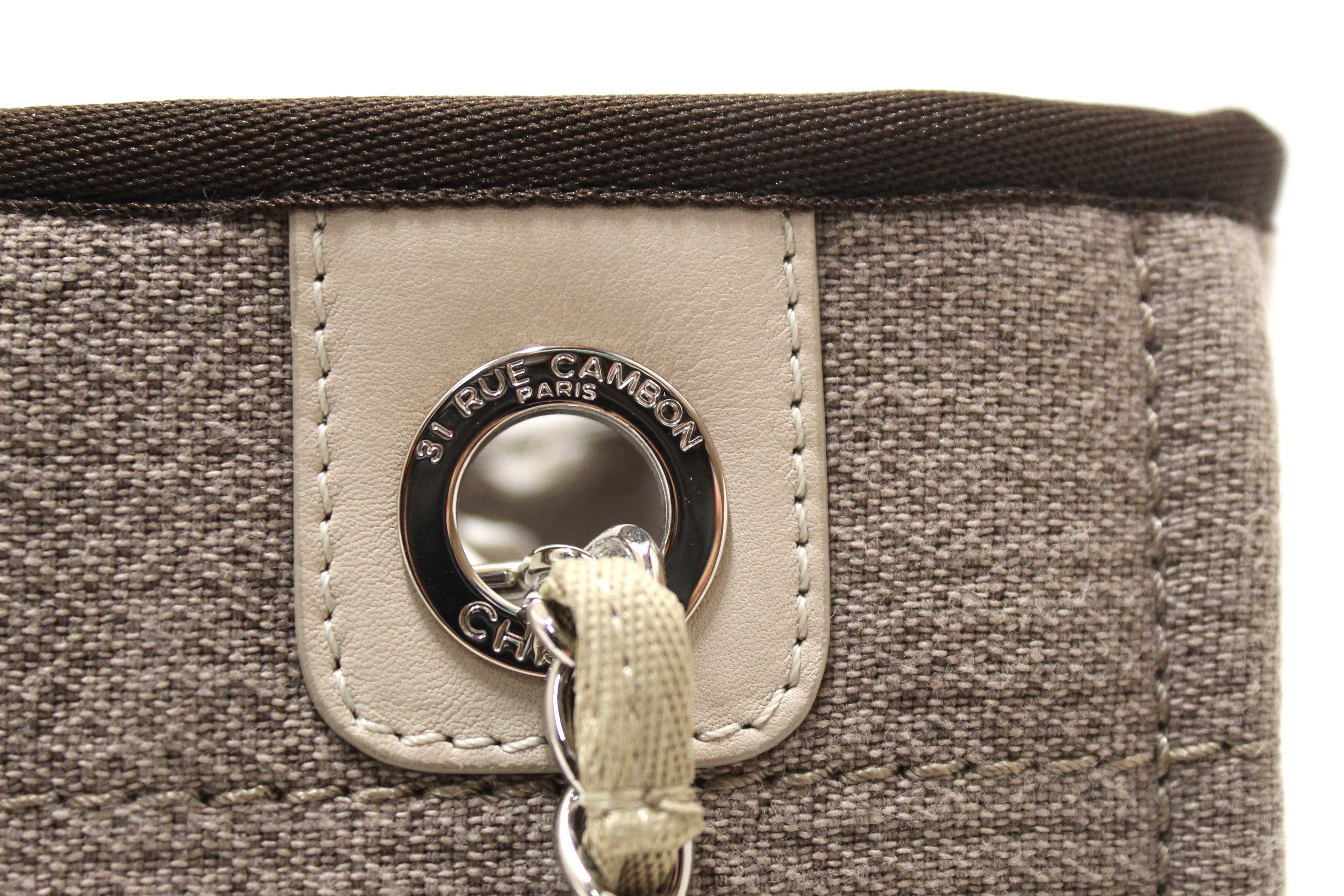Authentic Chanel Grey Mixed Fibers Small Deauville Shopper Tote Bag