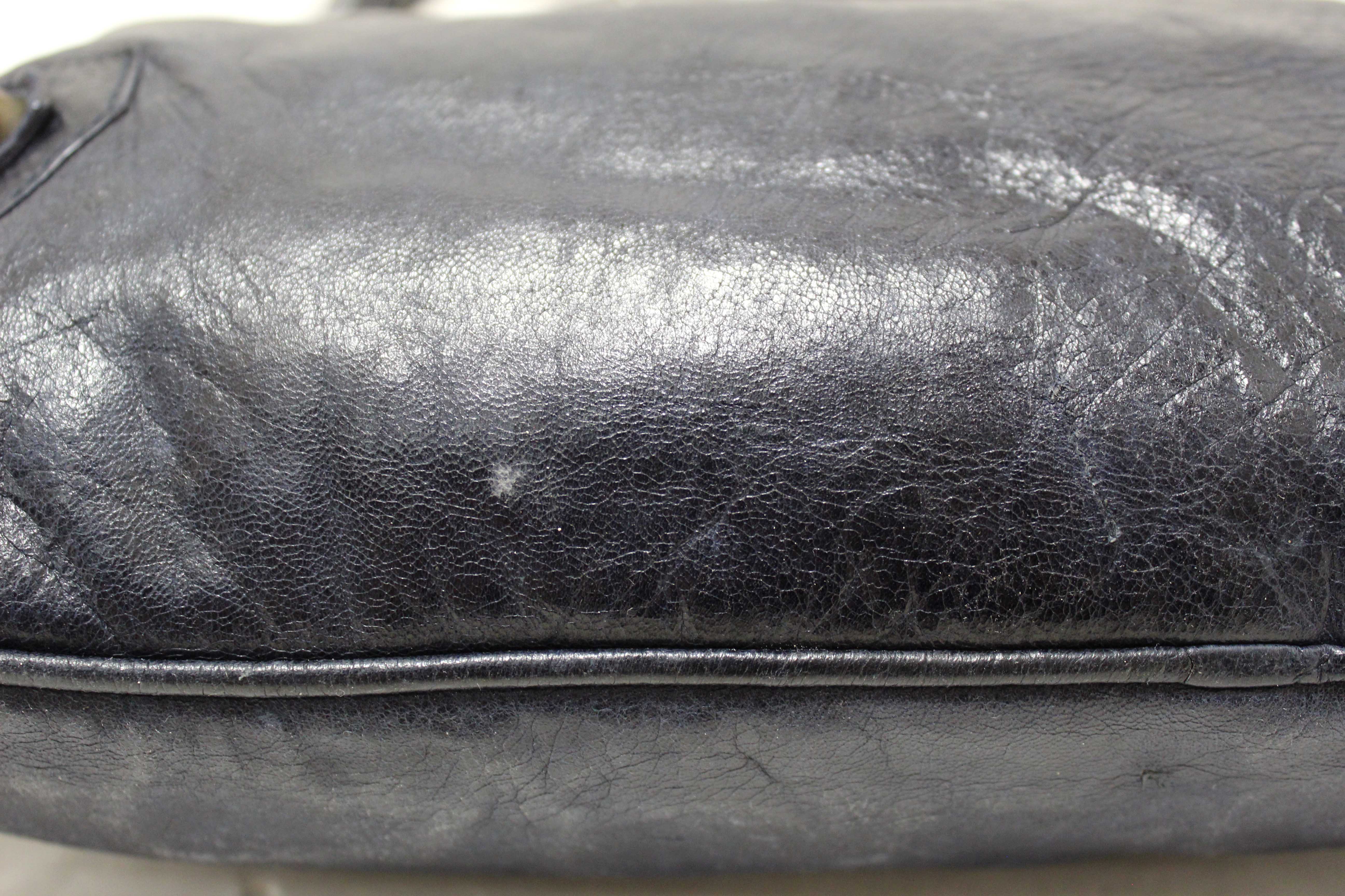 Authentic Balenciaga Blue Agneau Classic Hardware Flat Messenger