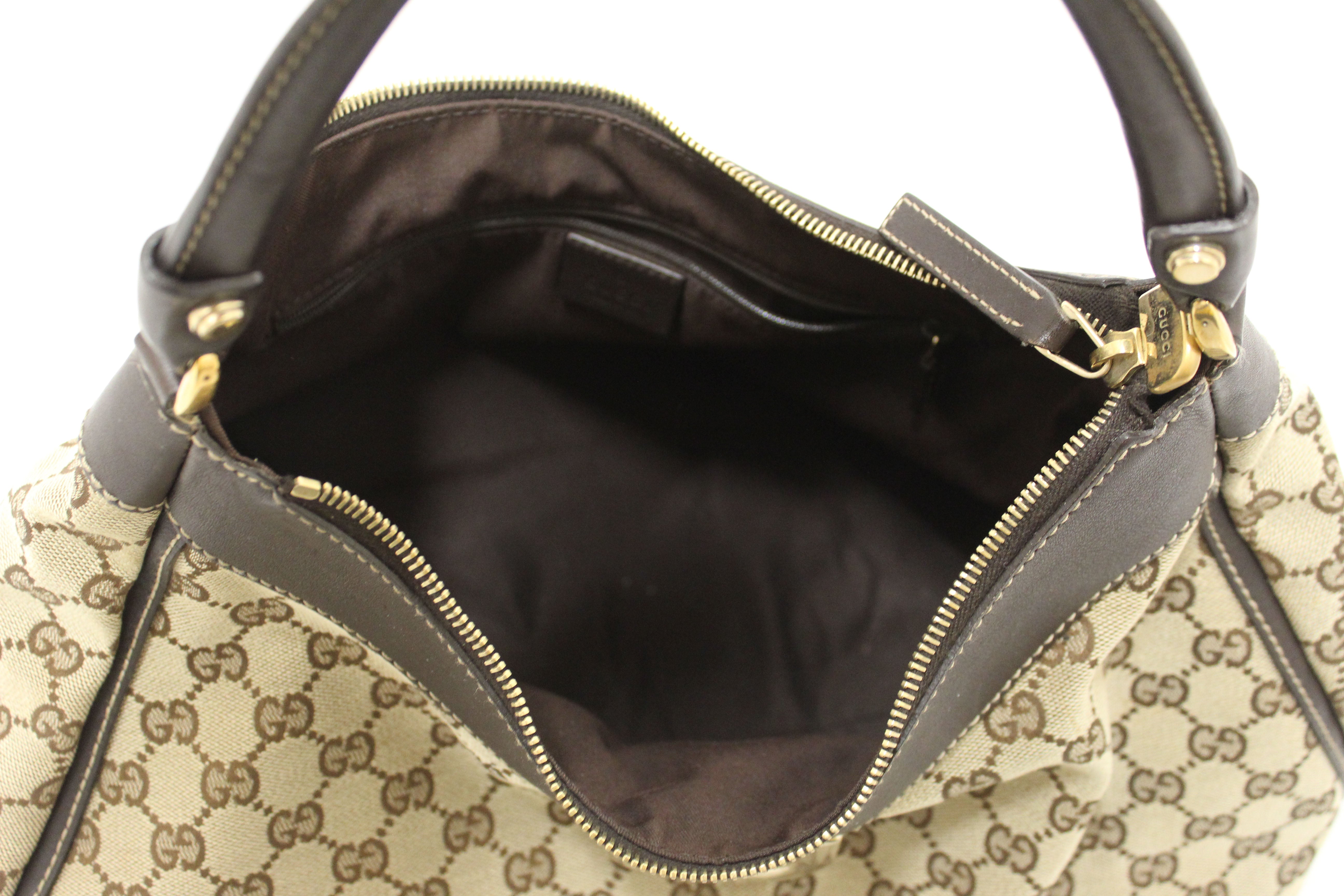 Authentic Gucci Brown GG Canvas Medium Hobo Shoulder Bag 189833