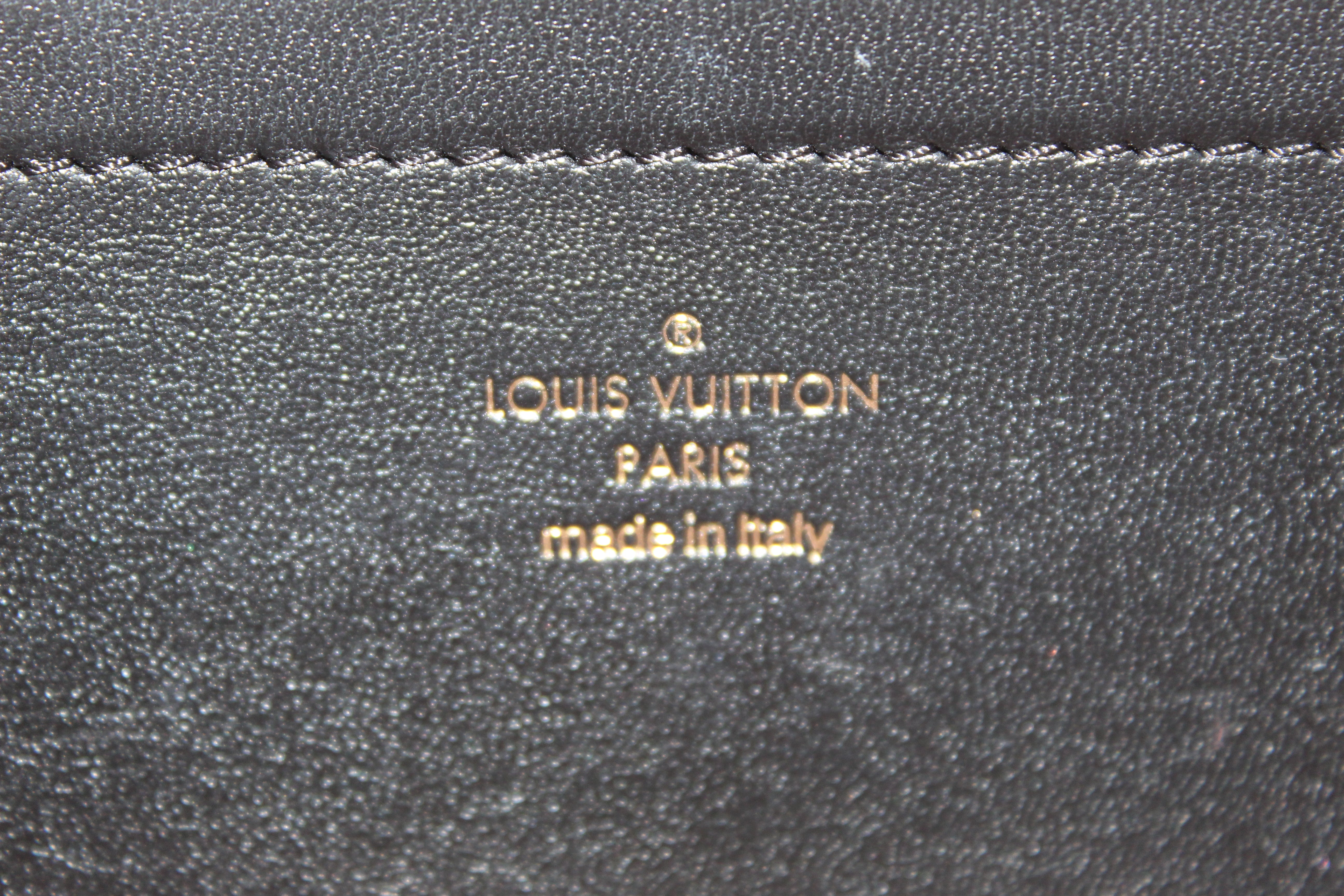 Authentic Louis Vuitton Black Monogram-Embossed Lambskin Pochette Coussin Bag