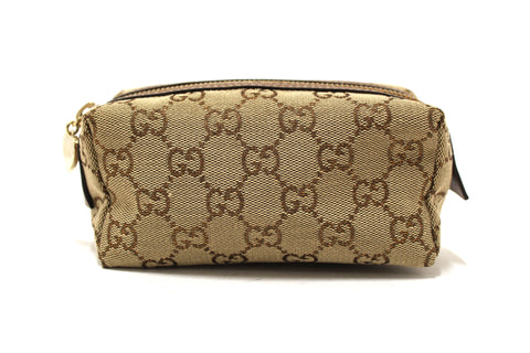 Authentic Gucci Brown GG Canvas Cosmetic Pouch Case 153228