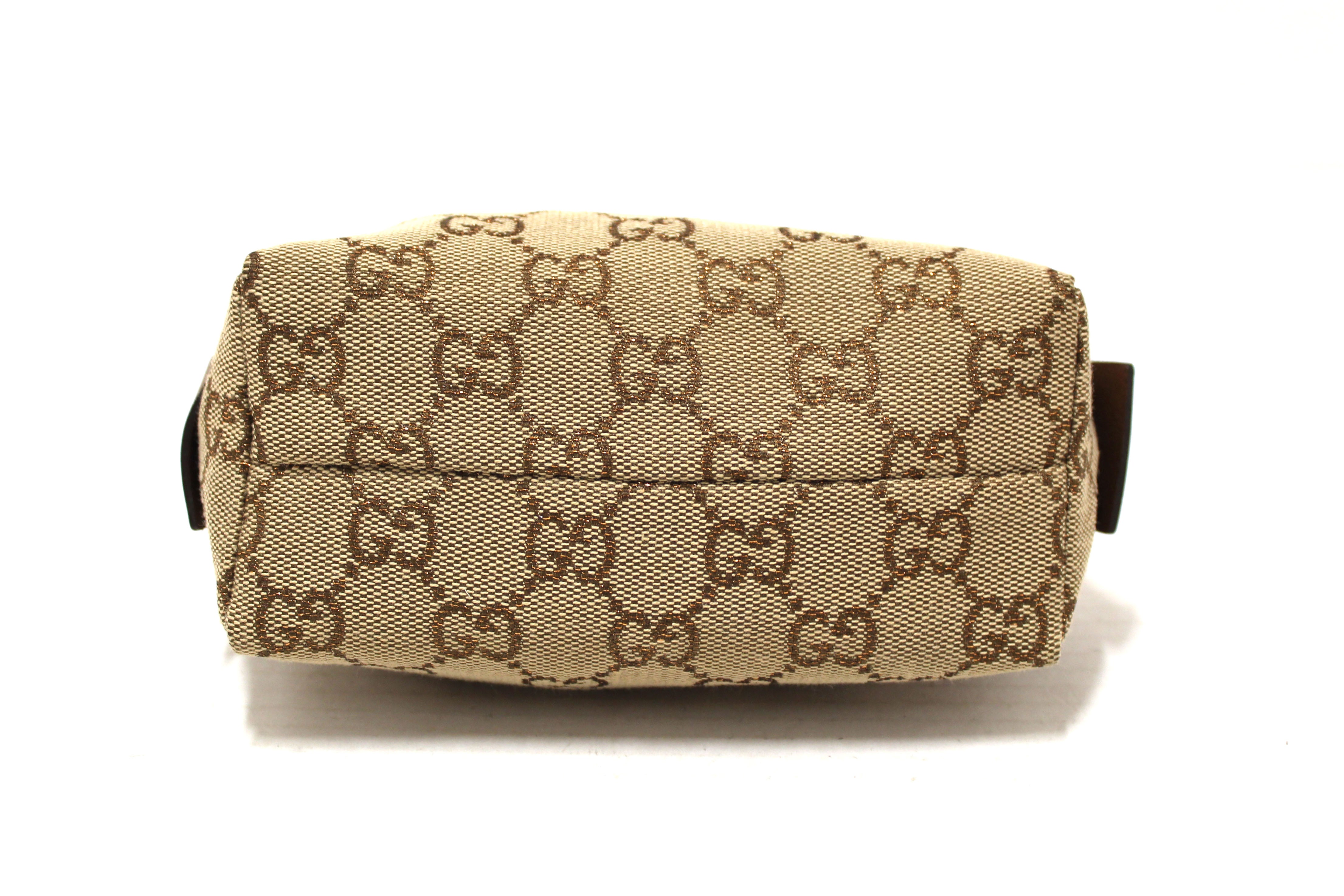 Authentic Gucci Brown GG Canvas Cosmetic Pouch Case 153228