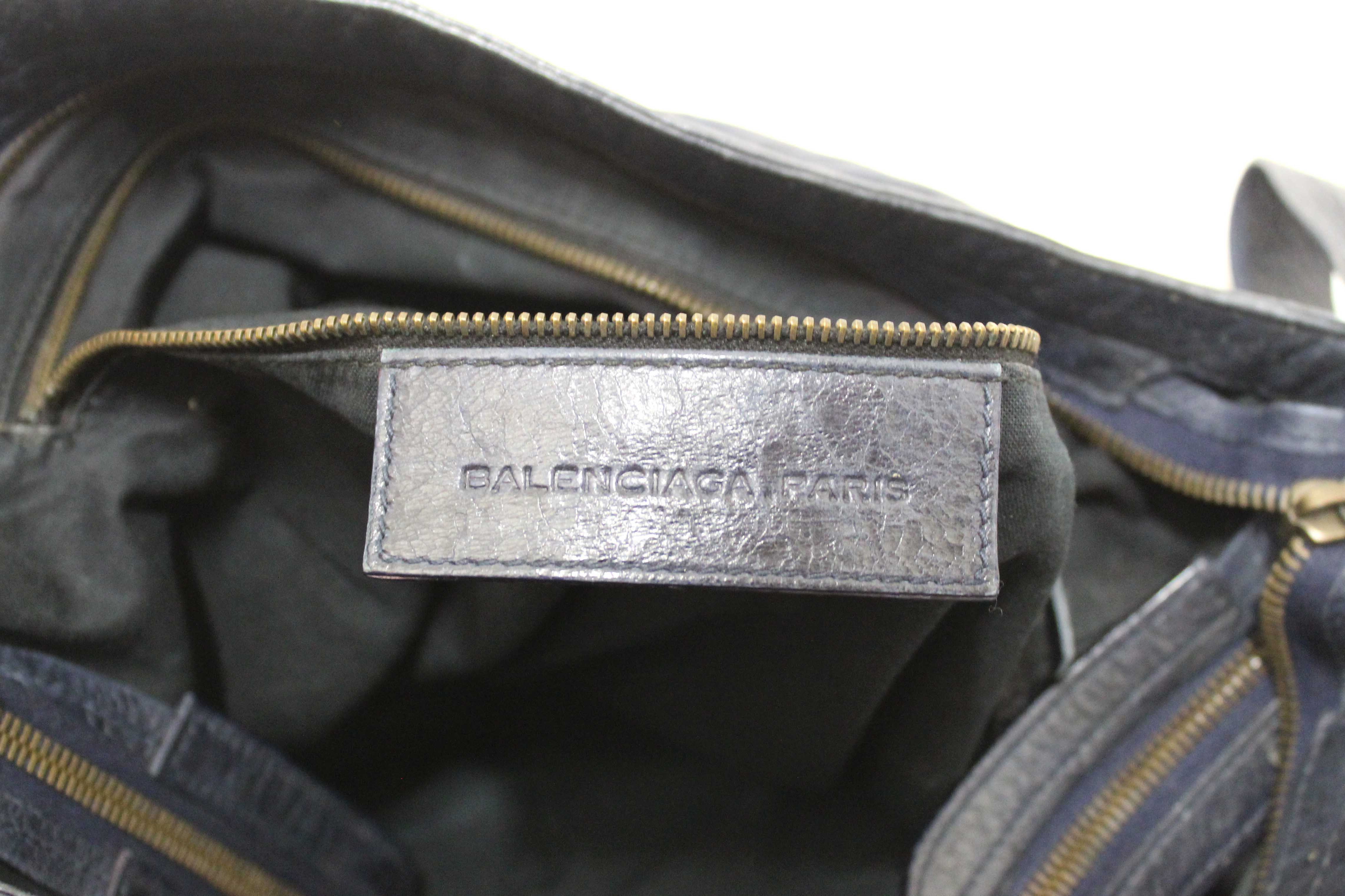Authentic Balenciaga Blue Agneau Classic Hardware Flat Messenger