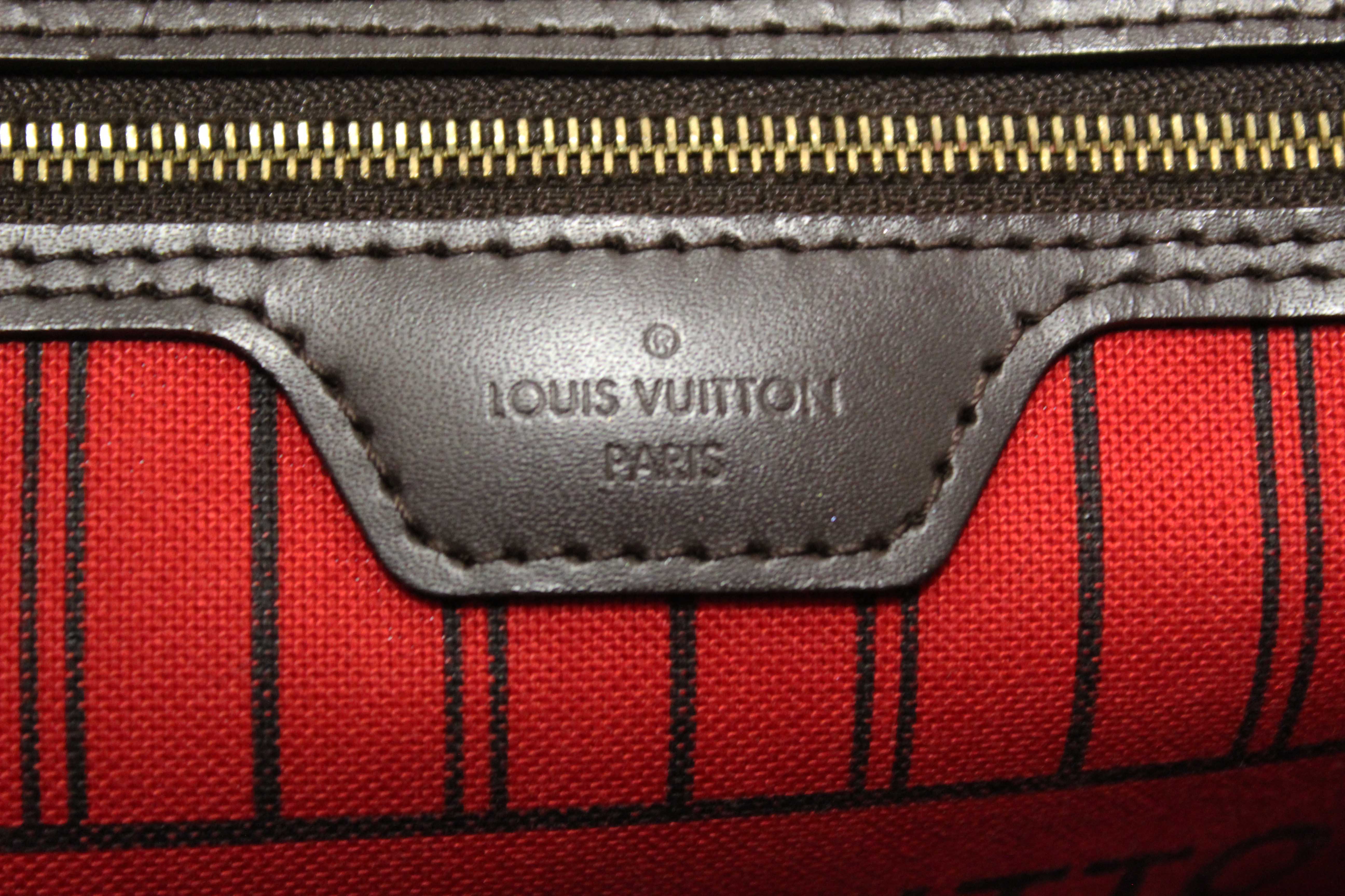 Authentic Louis Vuitton Damier Ebene Canvas Neverfull MM Tote Shoulder Bag