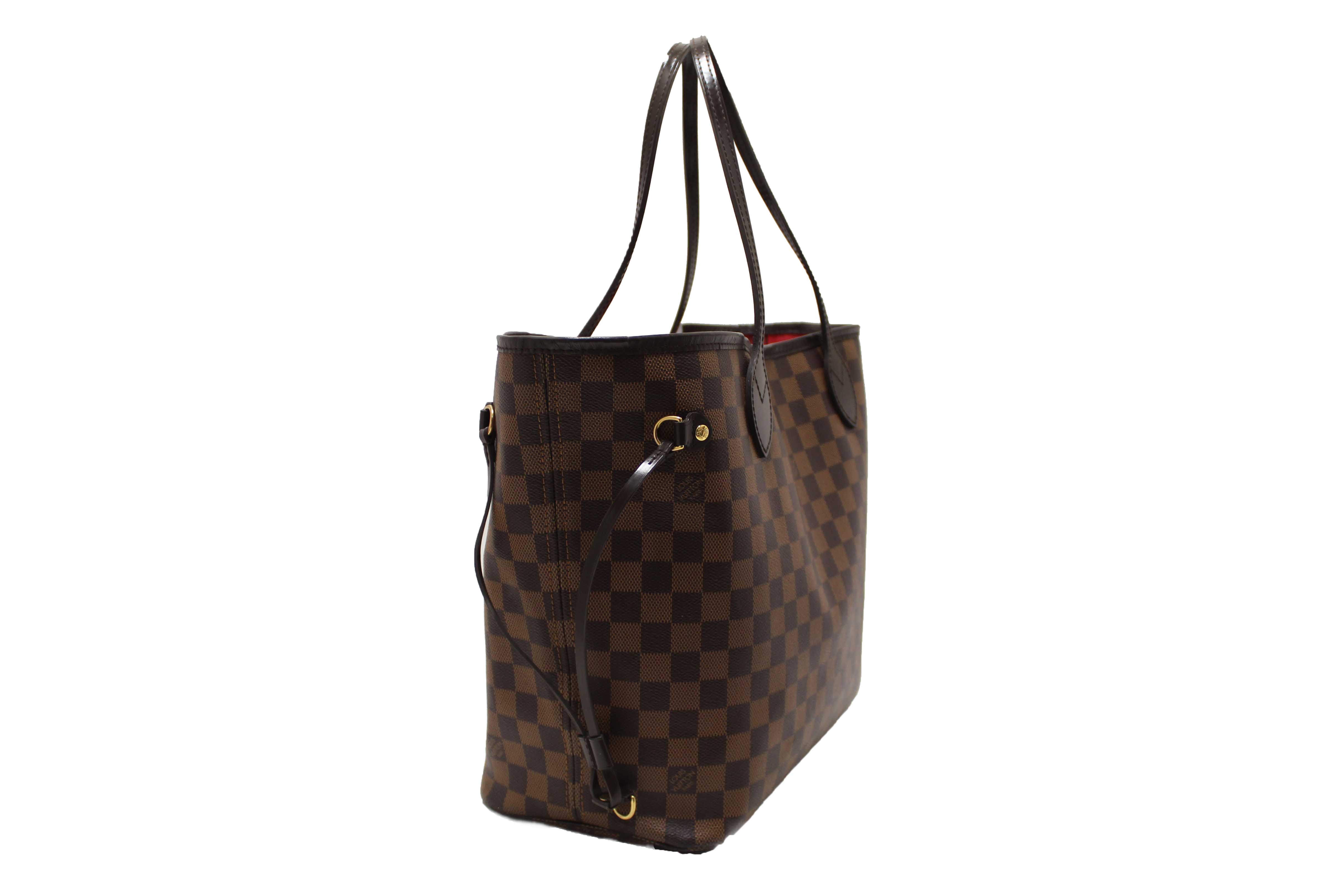 Authentic Louis Vuitton Damier Ebene Canvas Neverfull MM Tote Shoulder Bag