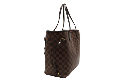 Authentic Louis Vuitton Damier Ebene Canvas Neverfull MM Tote Shoulder Bag