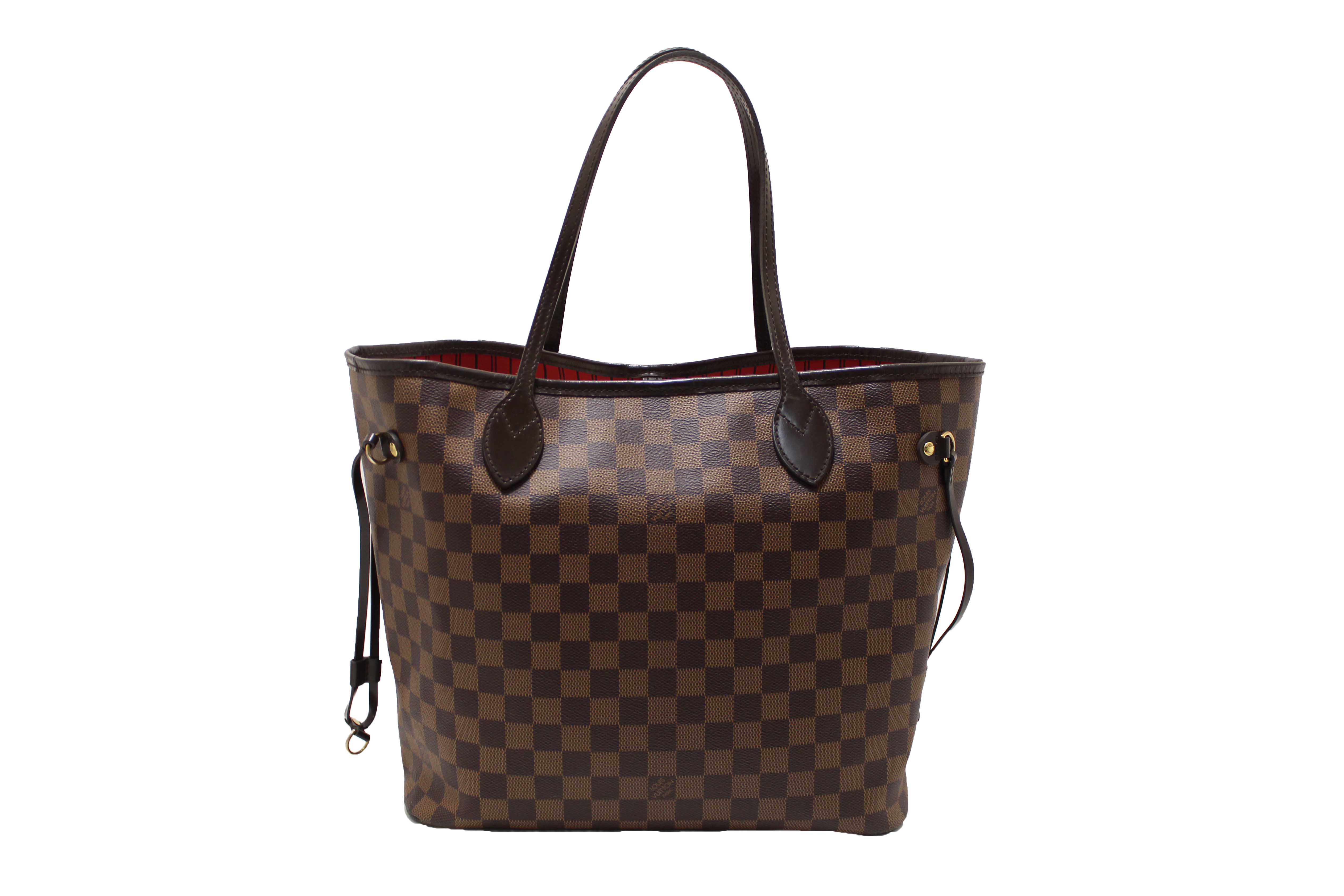 Authentic Louis Vuitton Damier Ebene Canvas Neverfull MM Tote Shoulder Bag