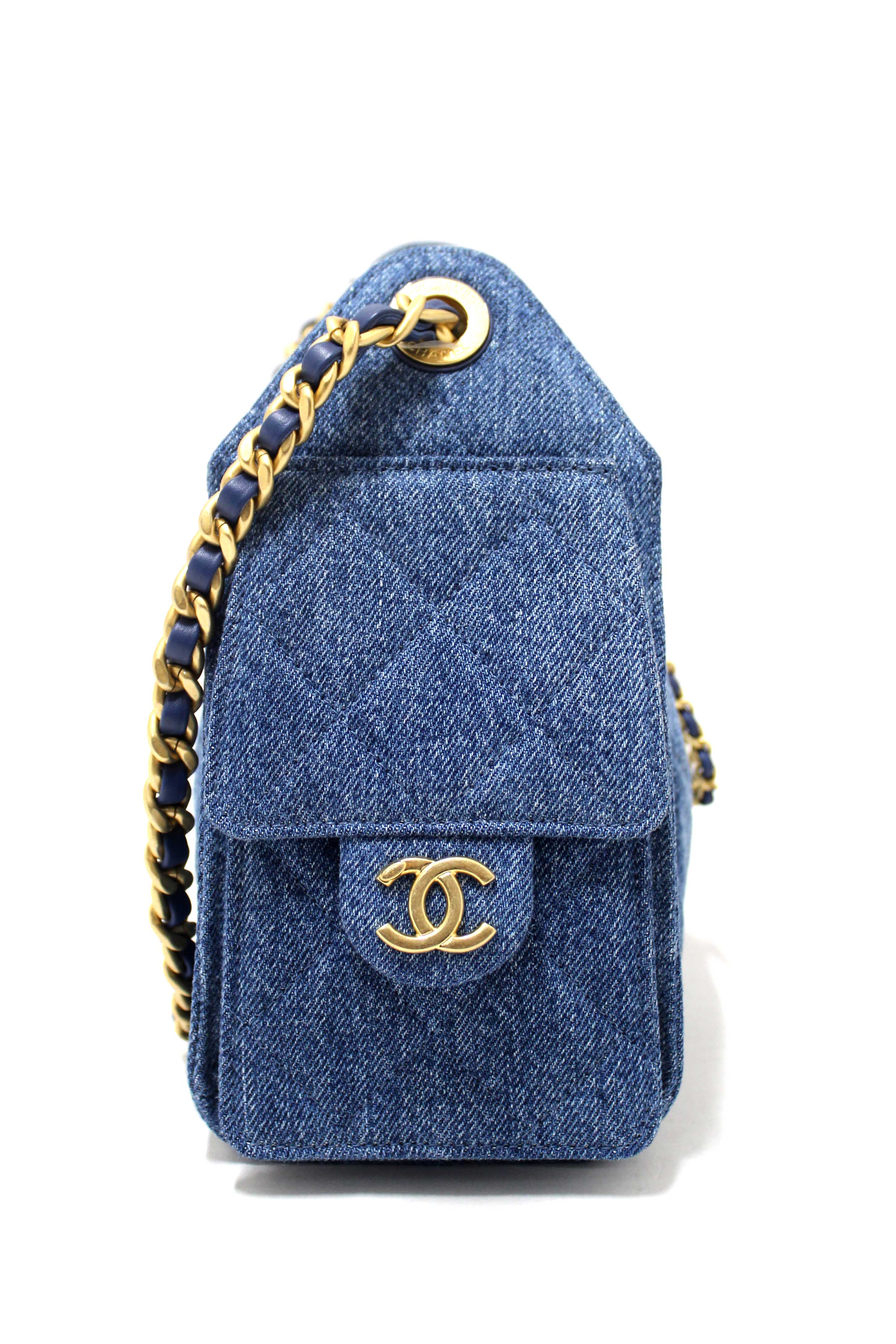 Authentic Chanel Washed Blue Denim Quilted Mini 25 Hobo Shoulder Bag